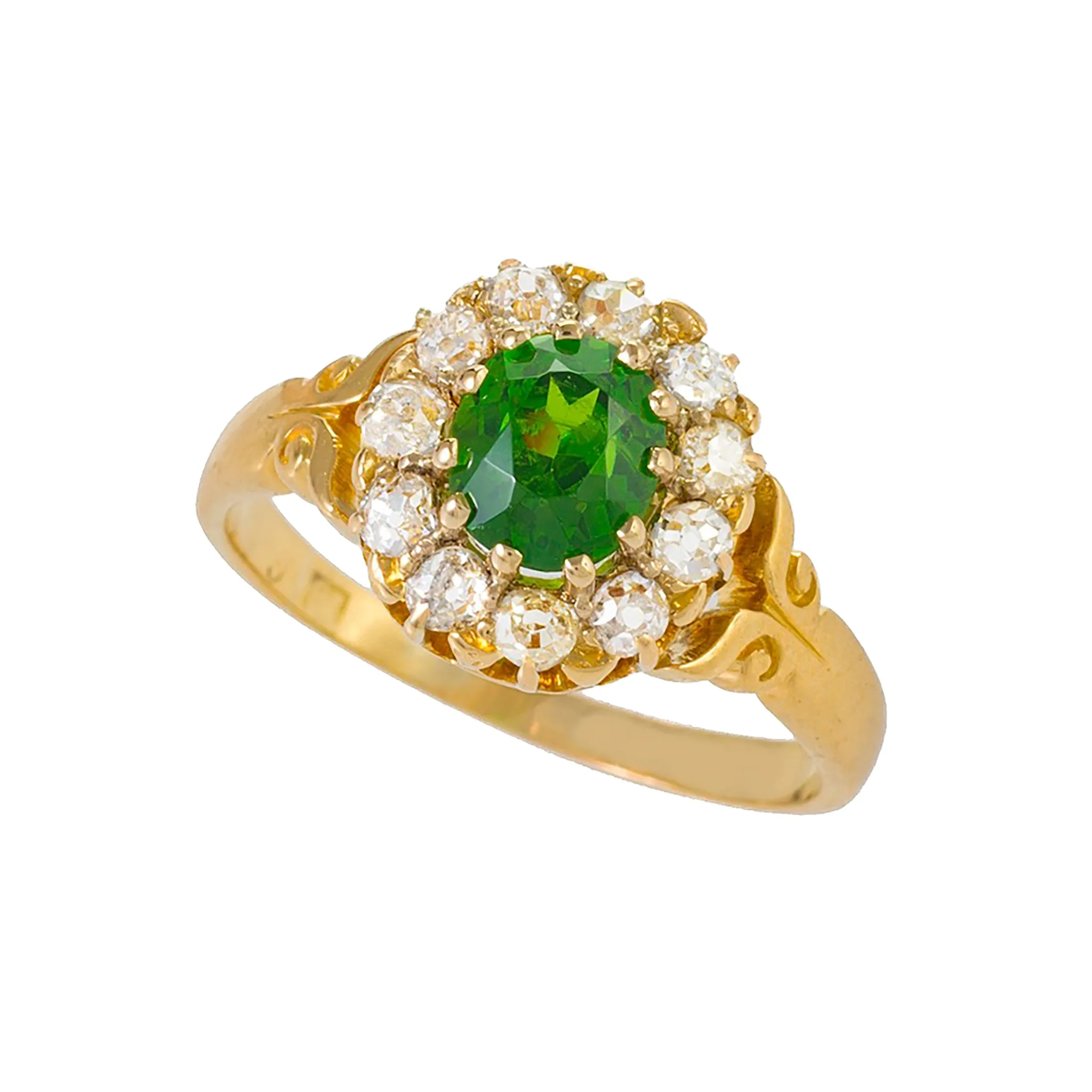 Demantoid Garnet and Diamond Ring