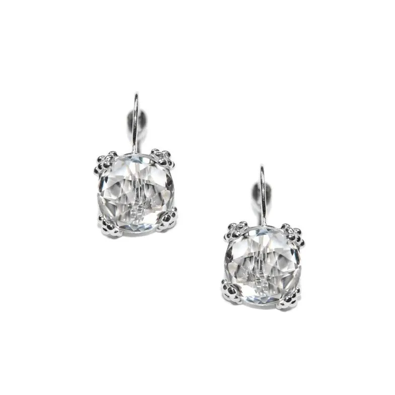 Dewdrop Cluster Earrings - Clear Topaz & Silver
