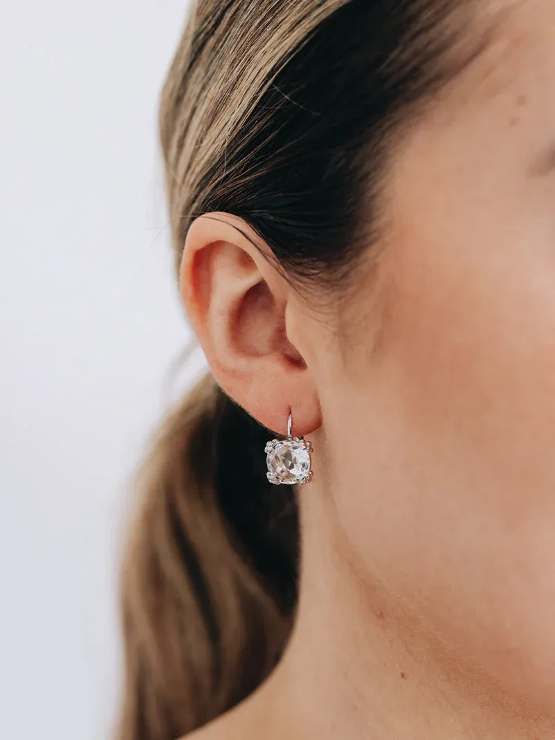 Dewdrop Cluster Earrings - Clear Topaz & Silver