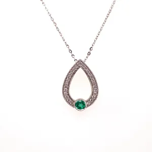 Diamond and Emerald Circle Pendant
