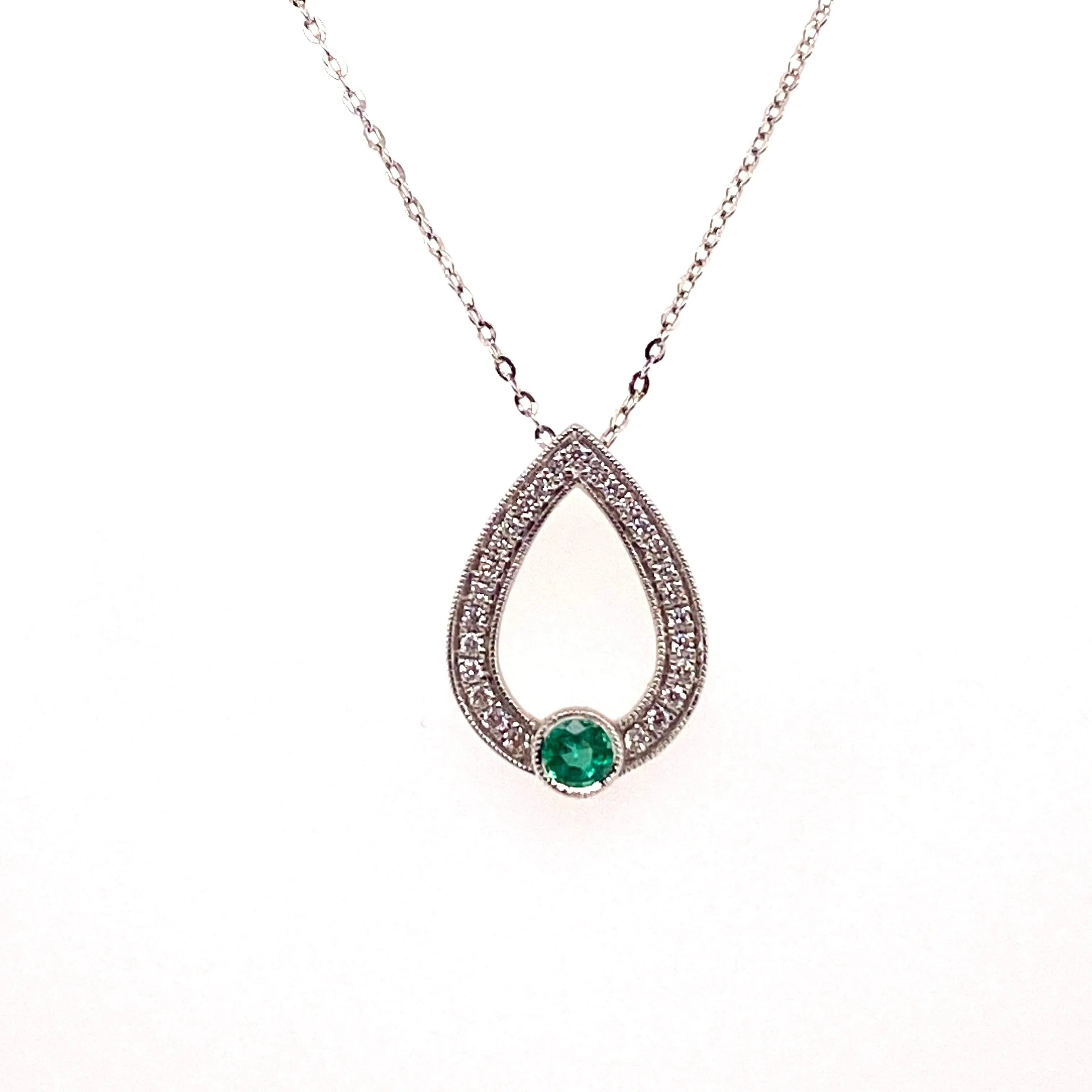 Diamond and Emerald Circle Pendant