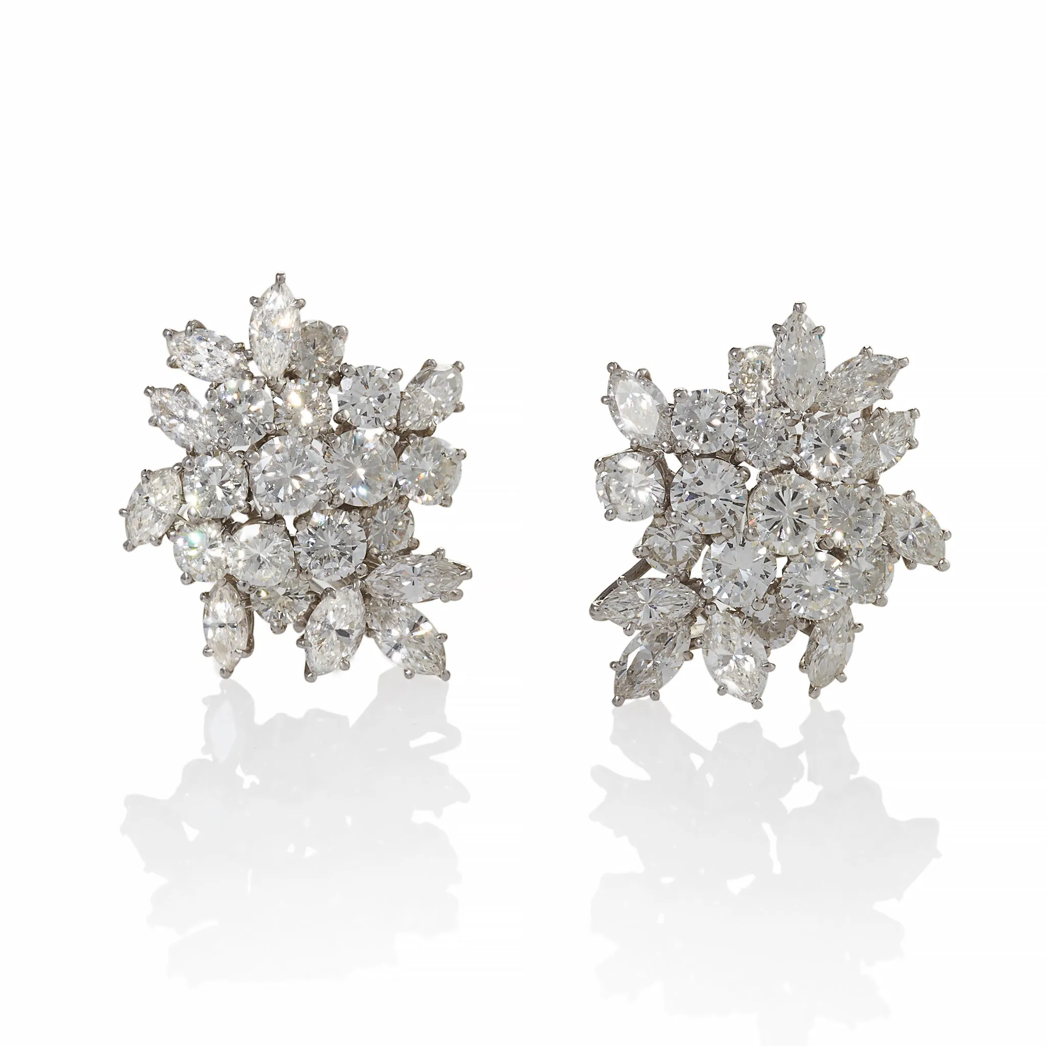 Diamond Day/Night Cluster Pendant Earrings