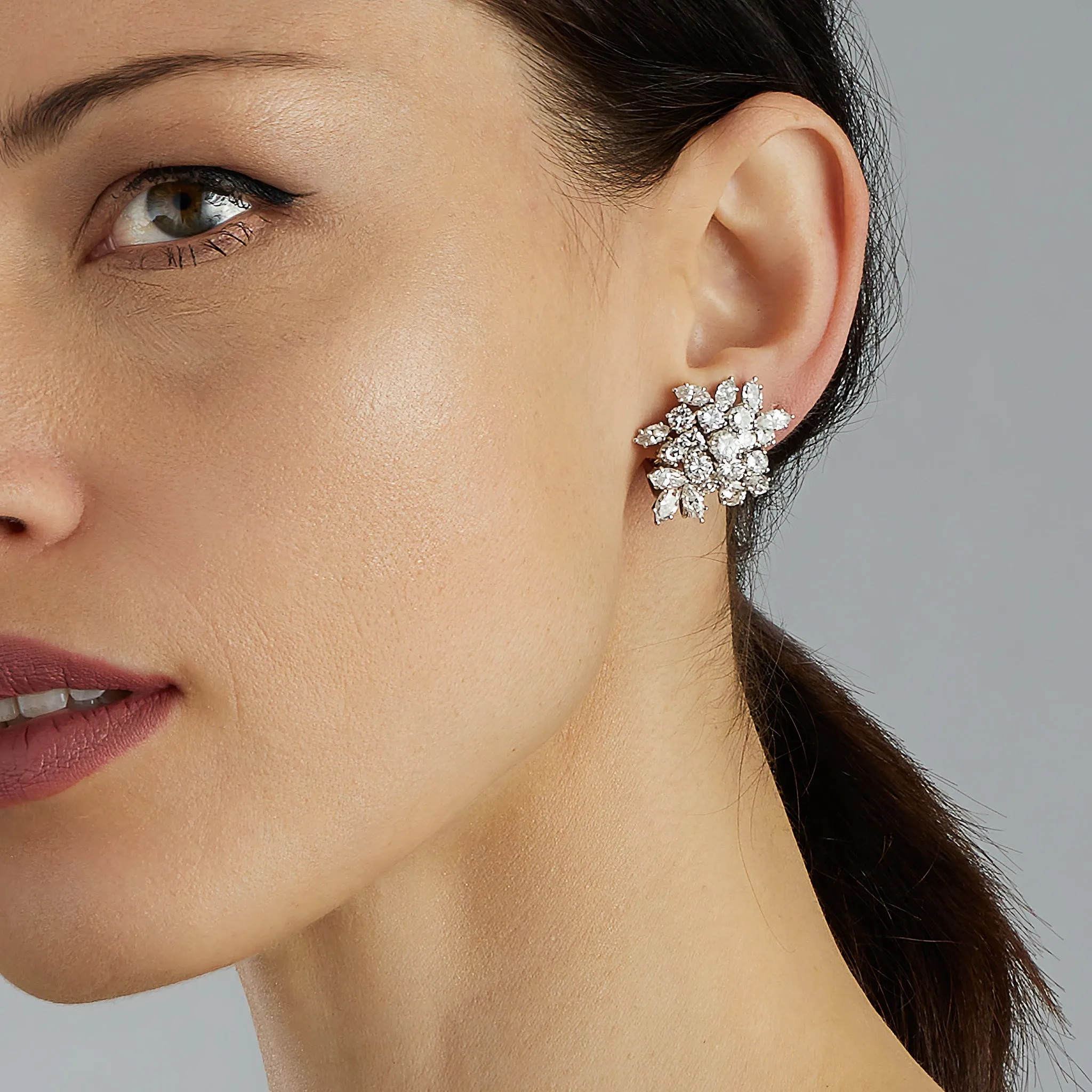 Diamond Day/Night Cluster Pendant Earrings