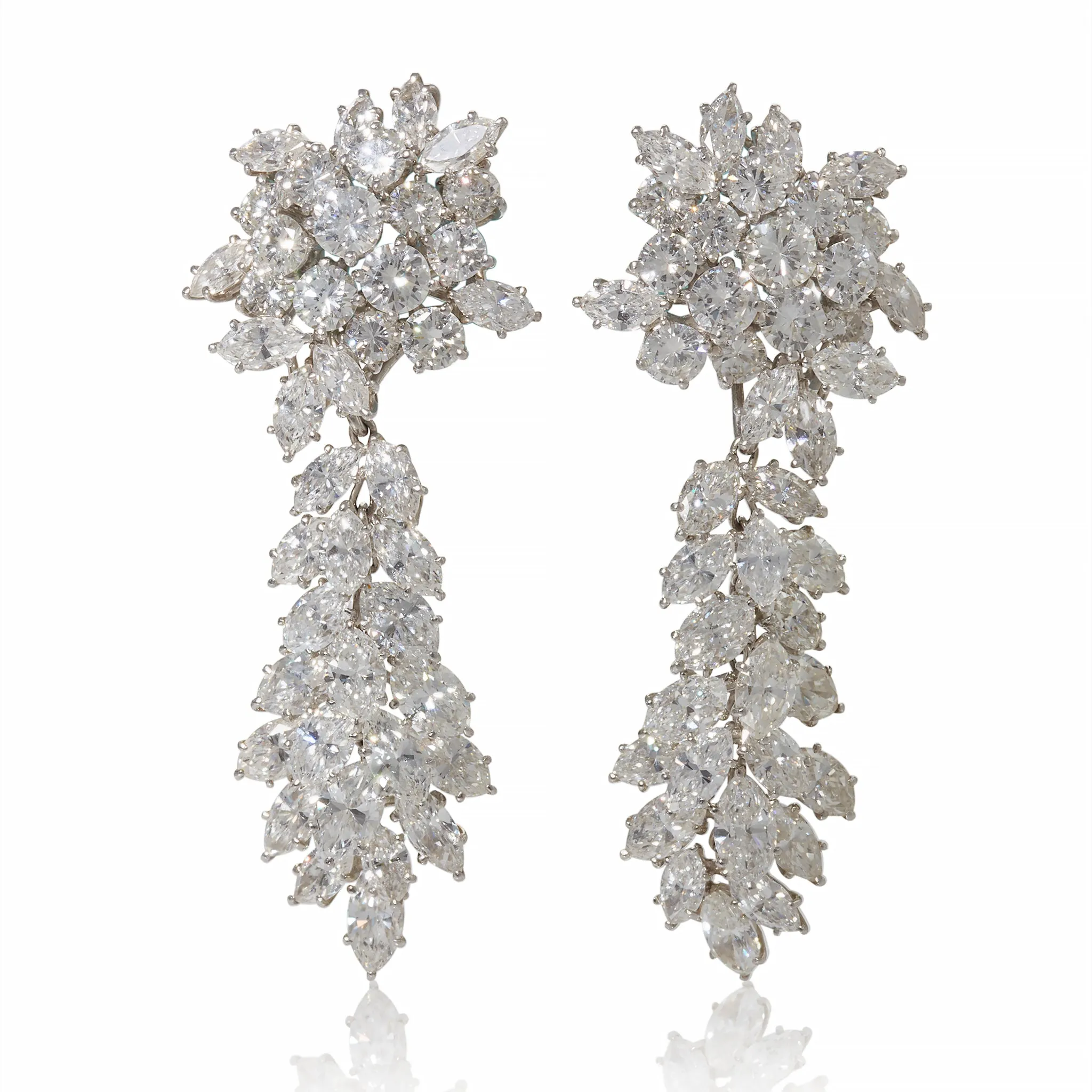 Diamond Day/Night Cluster Pendant Earrings