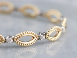 Diamond Gold Marquise Link Bracelet