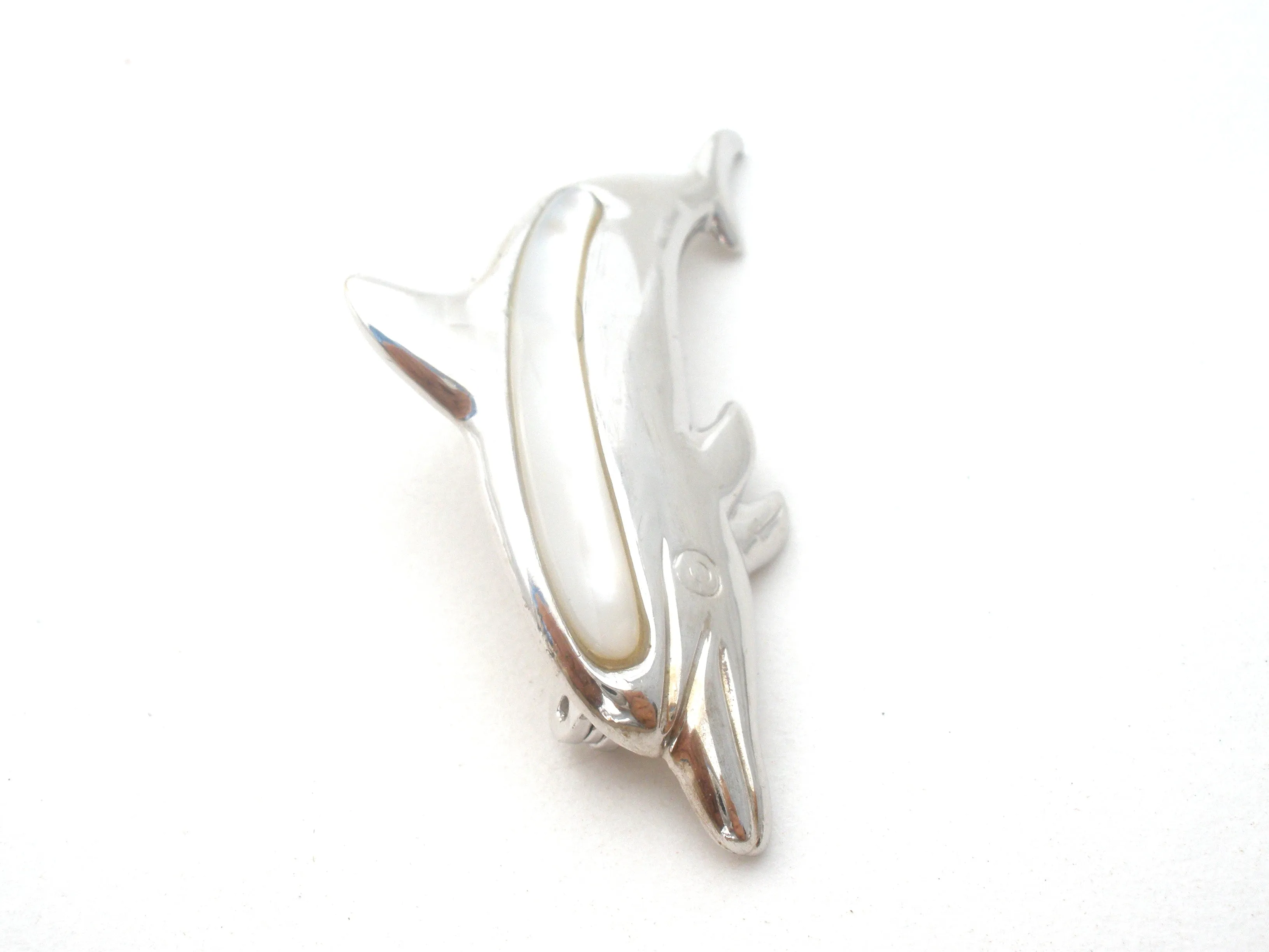 Dolphin Mother Of Pearl Brooch Vintage