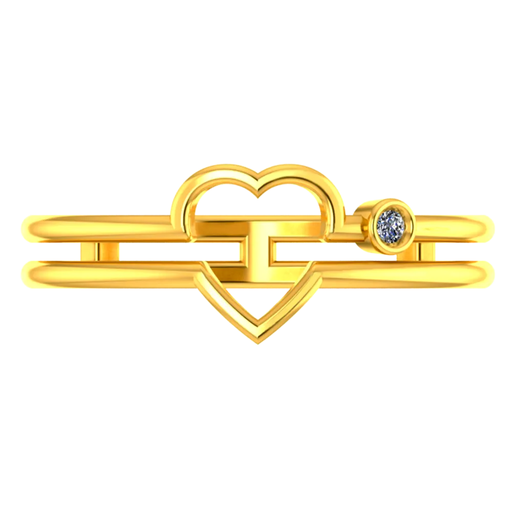 Double-banded 18k Diamond Ring With A Heart On Top