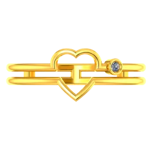 Double-banded 18k Diamond Ring With A Heart On Top