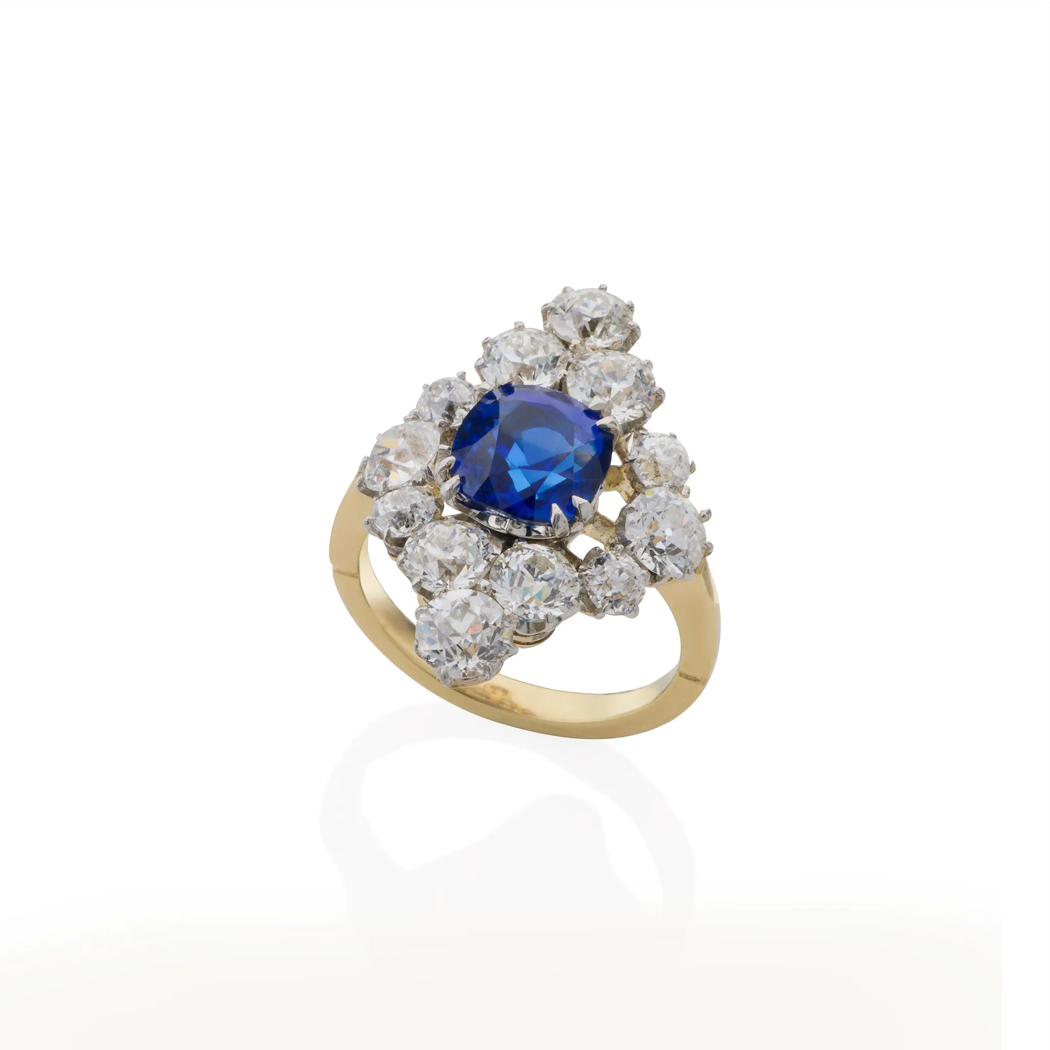 Edwardian AGL "Classic Ceylon" No-Heat Sapphire and Diamond Ring
