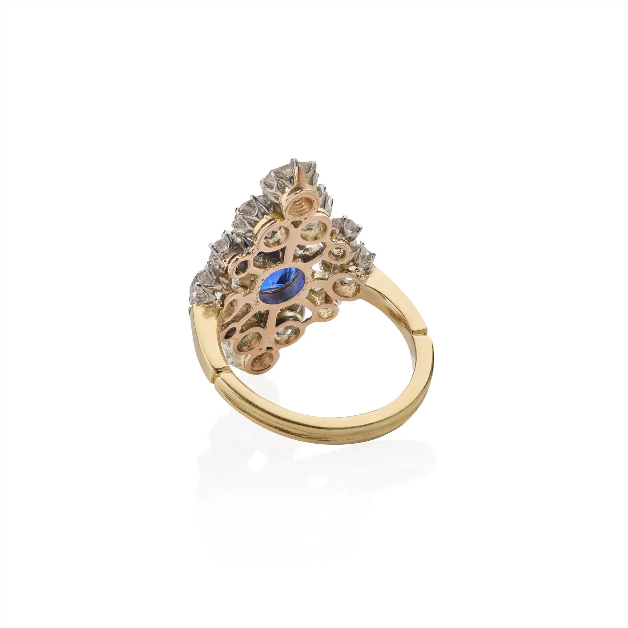 Edwardian AGL "Classic Ceylon" No-Heat Sapphire and Diamond Ring