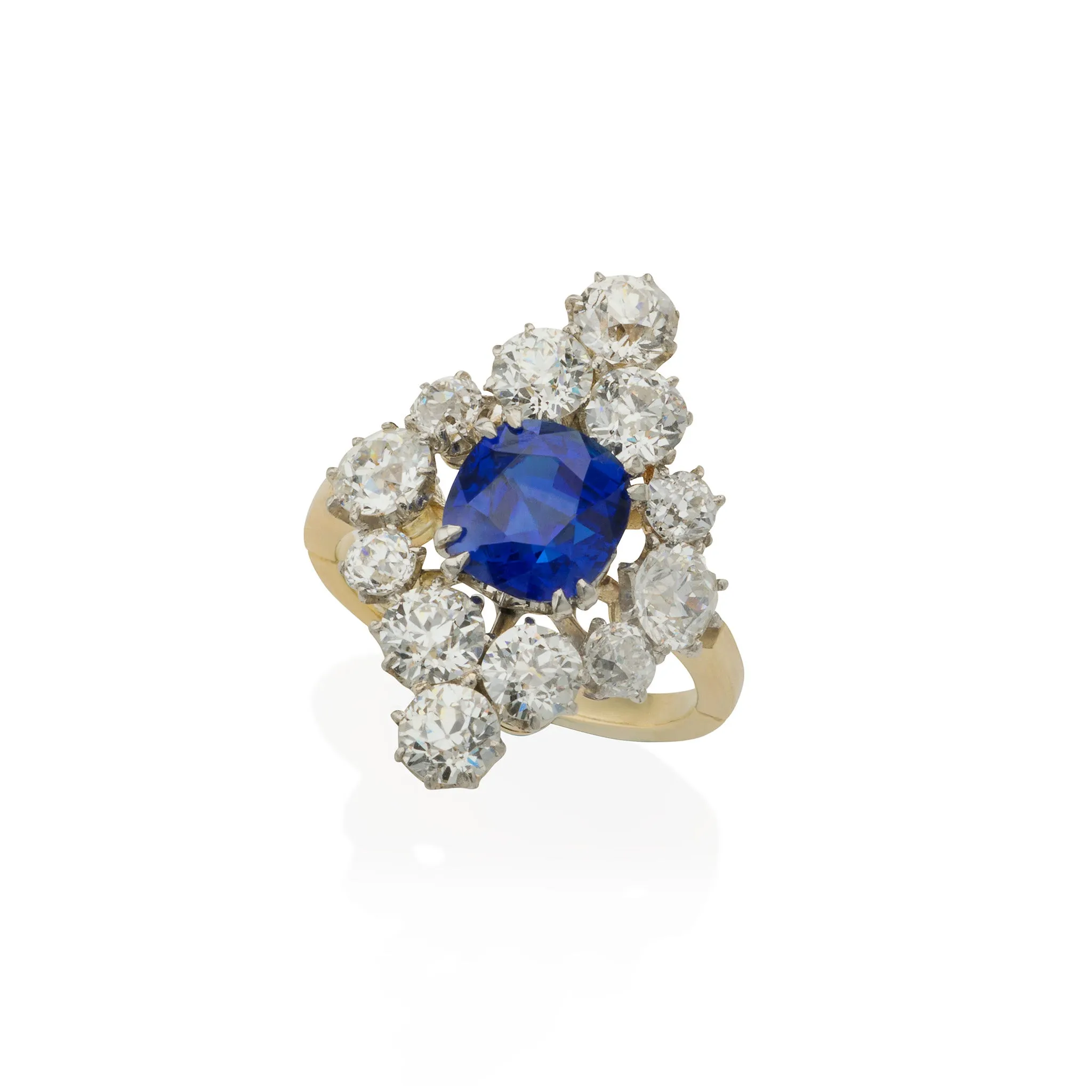 Edwardian AGL "Classic Ceylon" No-Heat Sapphire and Diamond Ring
