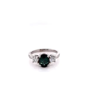 Estate 14k White Gold Tourmaline and Diamond Ring