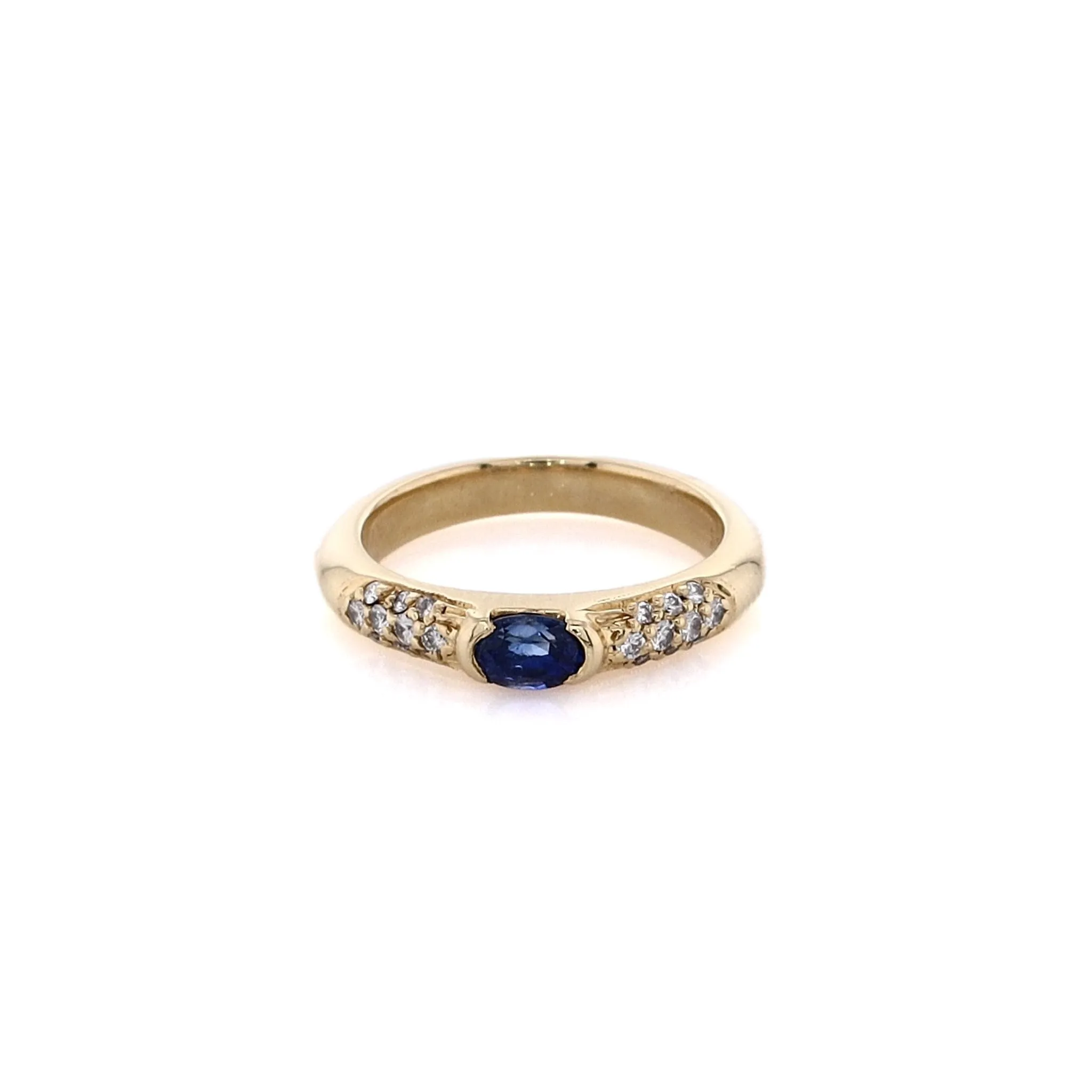 Estate 18 Karat Yellow Gold Sapphire and Diamond Ring