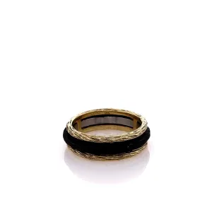 Estate 18k Yellow Gold Textured Raised Cobalt Center Band