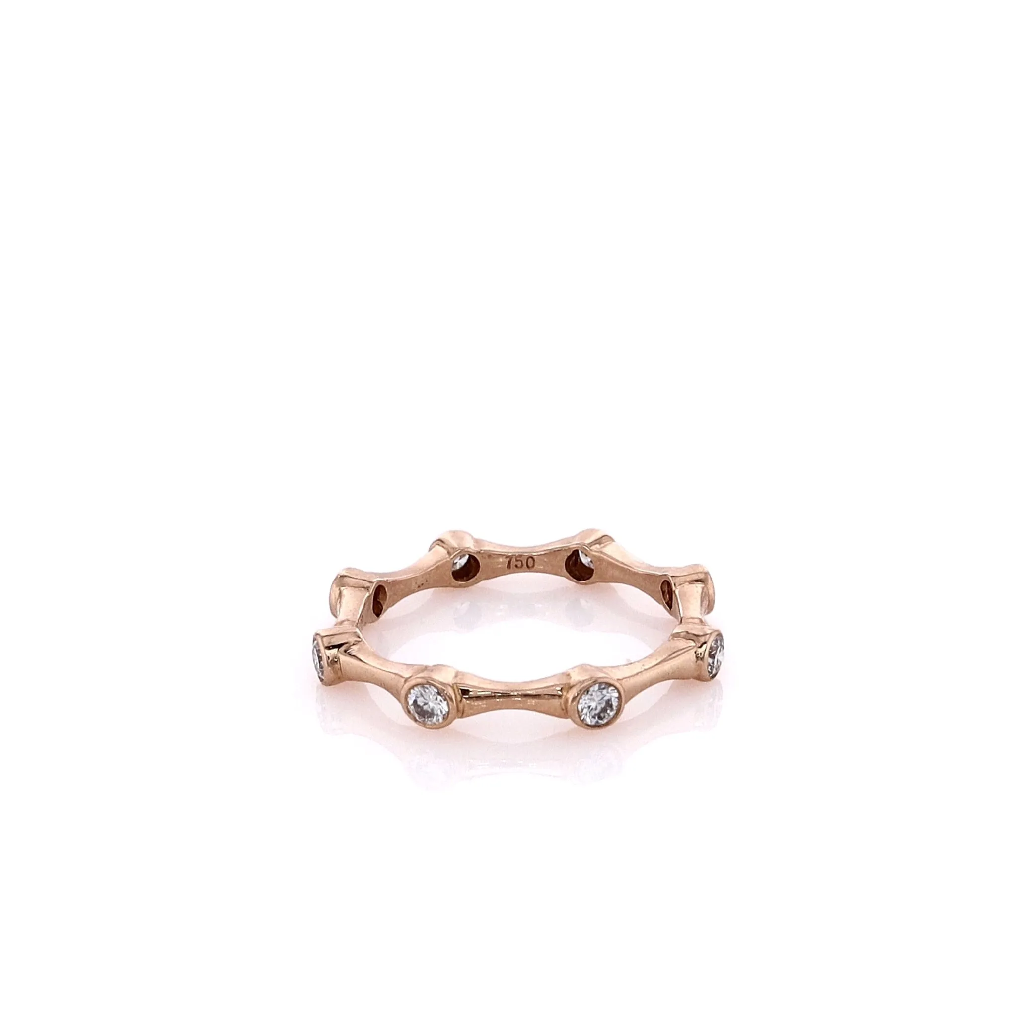 Estate Mark Patterson 18k Rose Gold and Diamond Bamboo Stacking Design Band