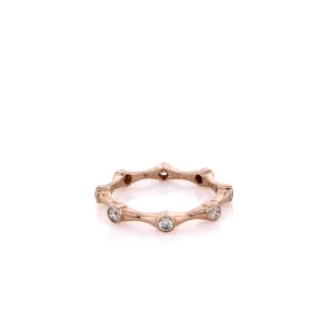 Estate Mark Patterson 18k Rose Gold and Diamond Bamboo Stacking Design Band