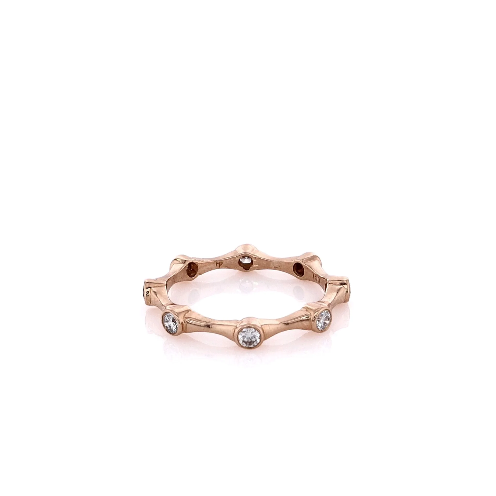Estate Mark Patterson 18k Rose Gold and Diamond Bamboo Stacking Design Band