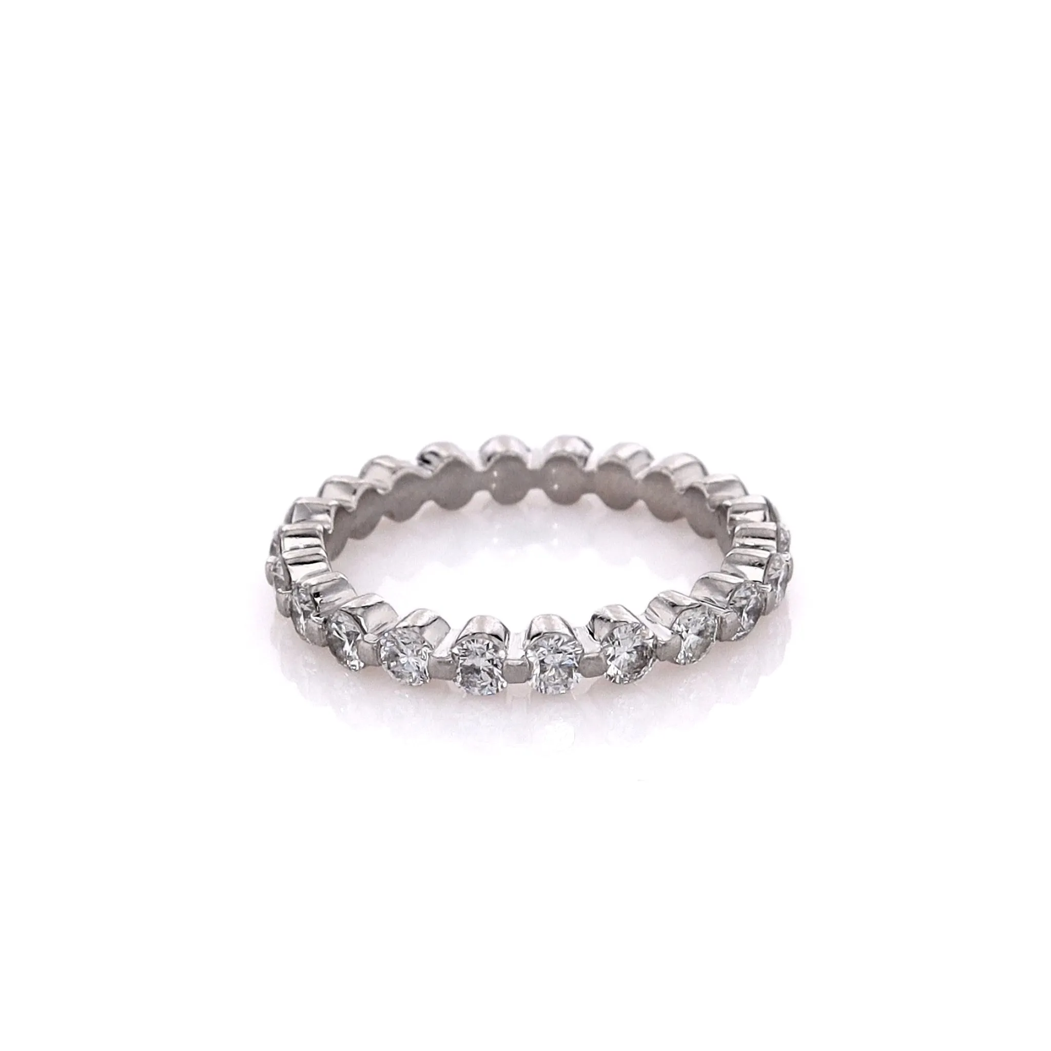 Estate Platinum and Diamond Single Prong Eternity Wedding Band