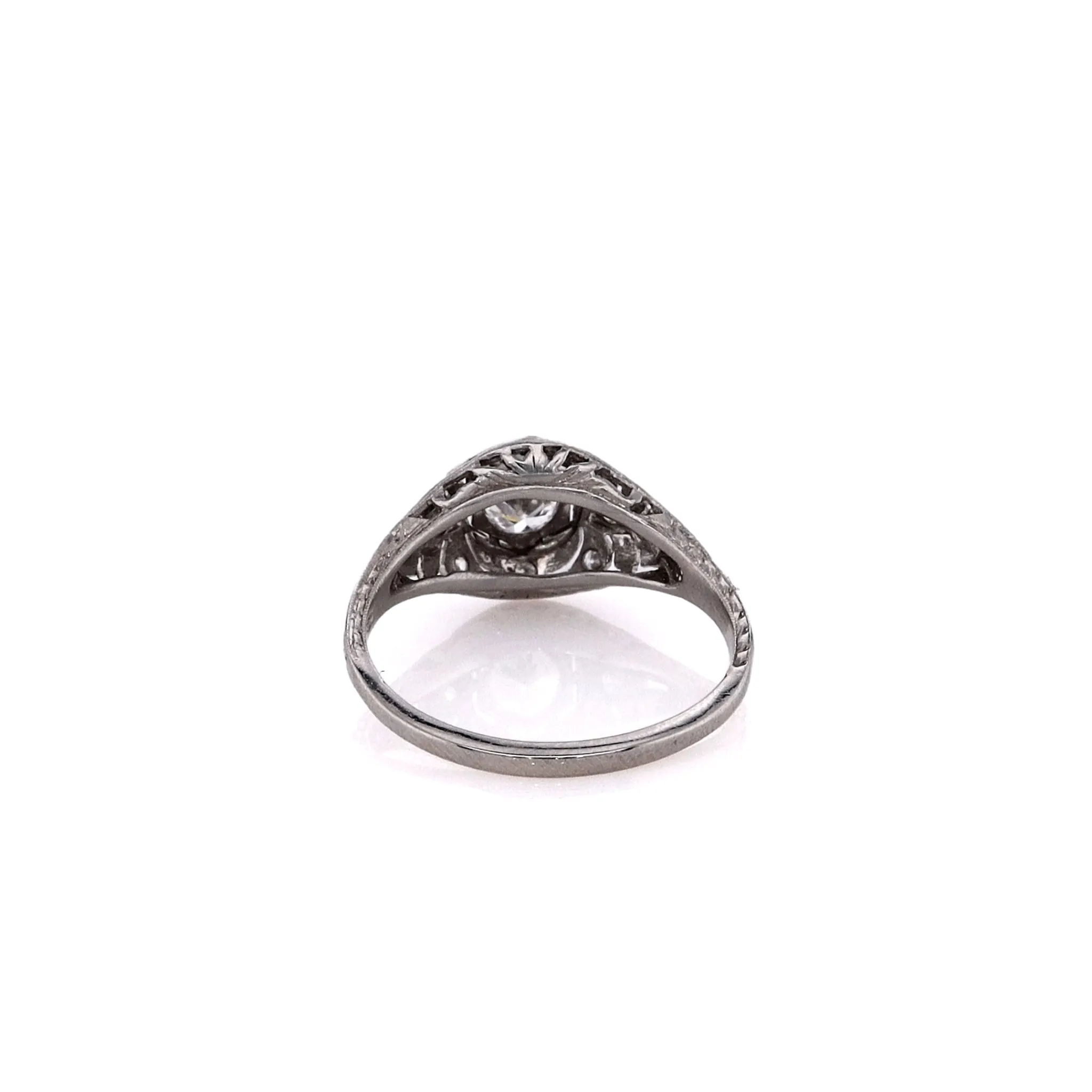 Estate Platinum Transitional Diamond and Single Cut Diamond Ring