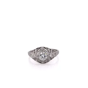 Estate Platinum Transitional Diamond and Single Cut Diamond Ring