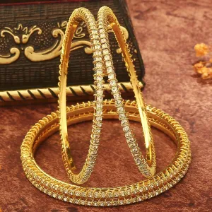 Estele Gold Plated CZ Bangles Set for Women ?C Pack of 4 ?C Size 2.6 ?C Traditional & Elegant Design ?C OSBR-VK11441-26 BANGLE