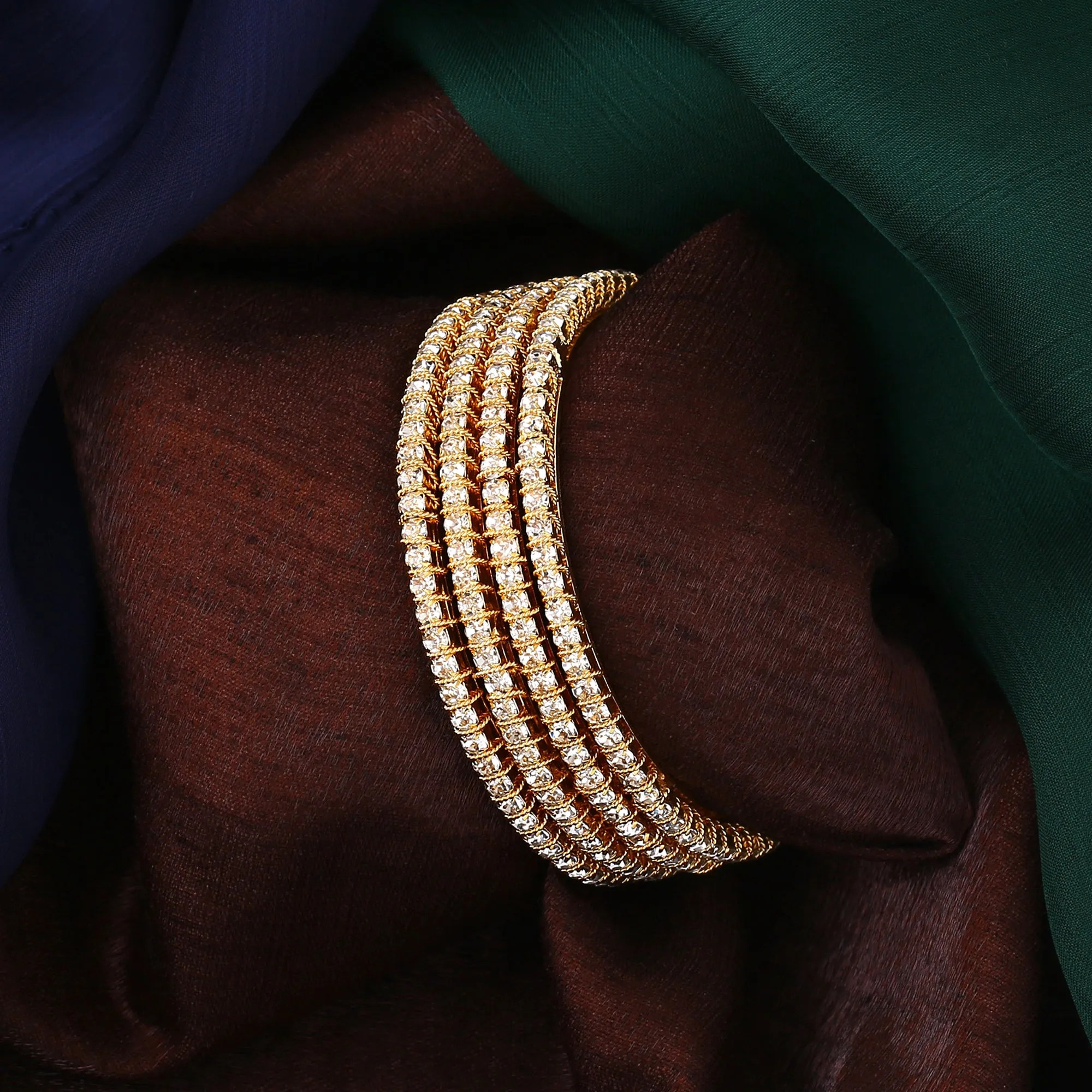 Estele Gold Plated CZ Bangles Set for Women ?C Pack of 4 ?C Size 2.6 ?C Traditional & Elegant Design ?C OSBR-VK11441-26 BANGLE