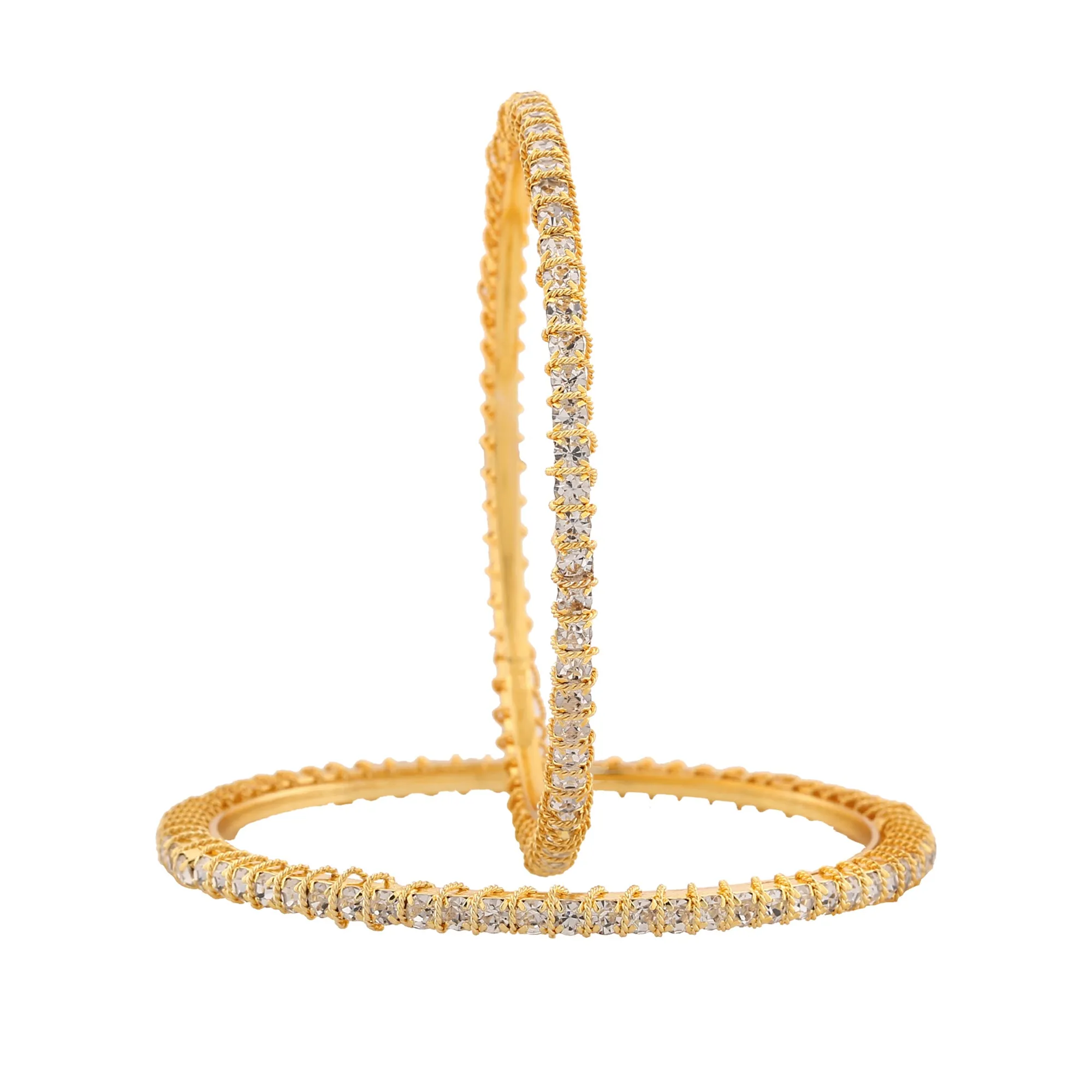 Estele Gold Plated CZ Bangles Set for Women ?C Pack of 4 ?C Size 2.6 ?C Traditional & Elegant Design ?C OSBR-VK11441-26 BANGLE