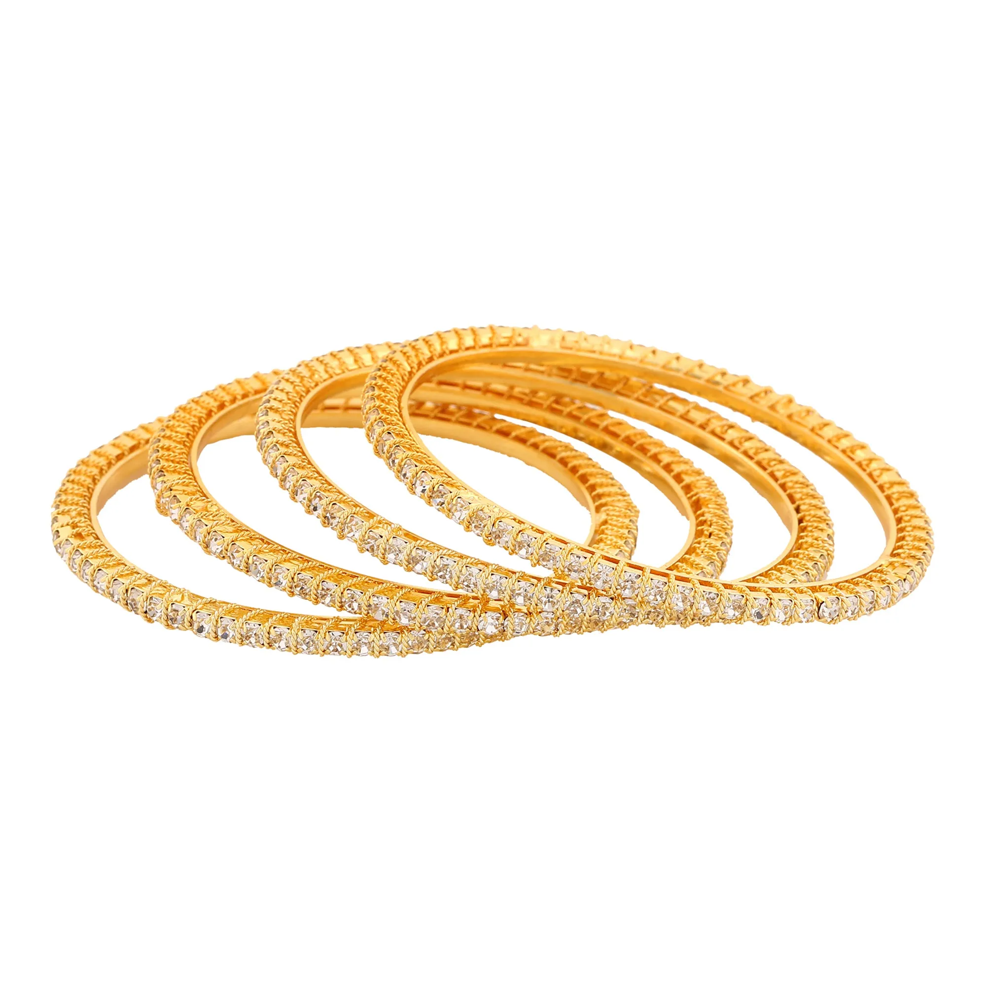 Estele Gold Plated CZ Bangles Set for Women ?C Pack of 4 ?C Size 2.6 ?C Traditional & Elegant Design ?C OSBR-VK11441-26 BANGLE