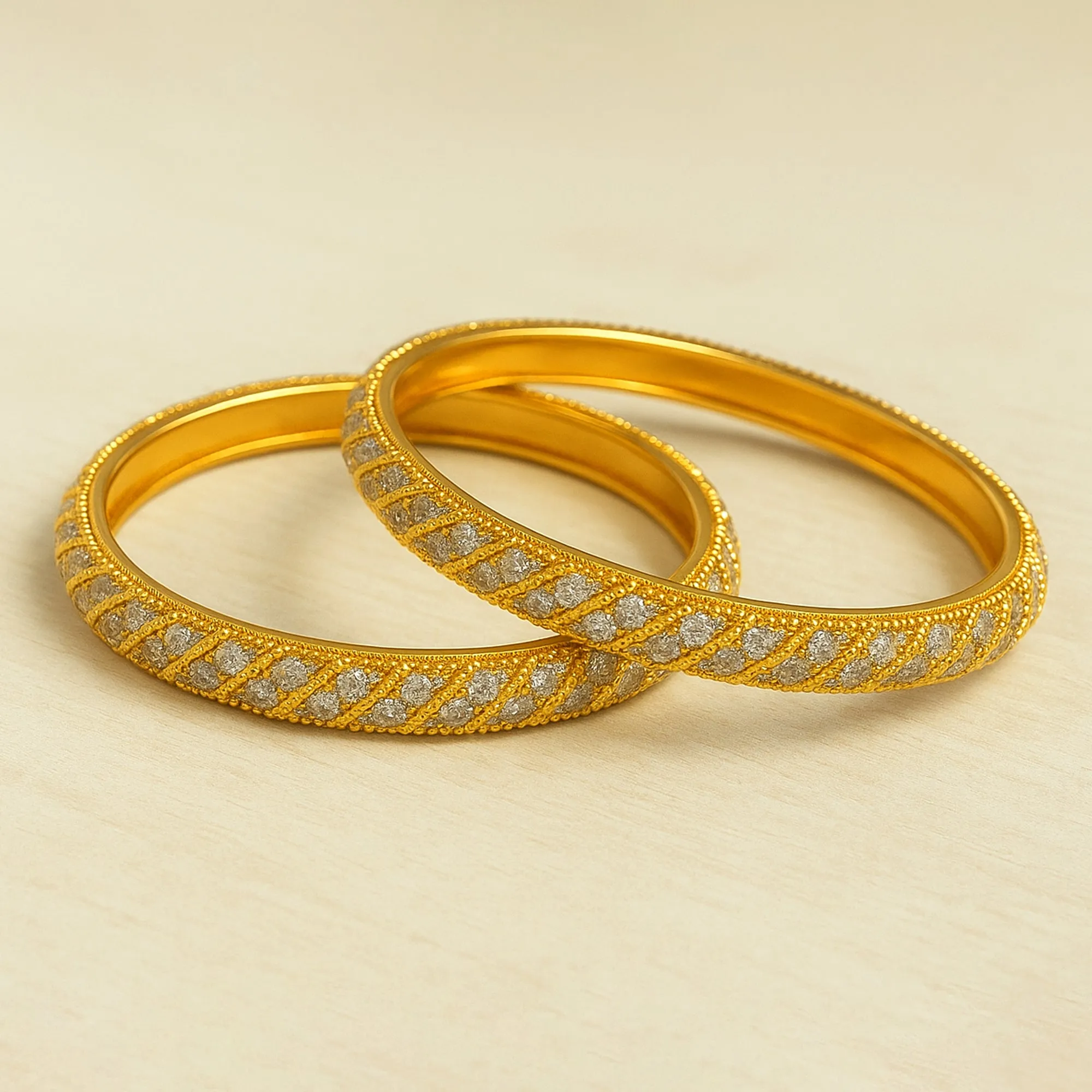 Estele Gold Plated CZ Stone Bangles for Women ?C Size 2.6 ?C Sparkling Design for Weddings, Party Wear & Everyday Glam ?C OSBR-VK11731-26 BANGLE