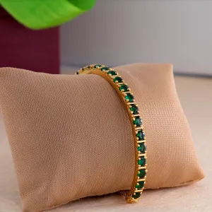 Estele Gold Plated Green Candy Crystal Bracelet for Women( Adjustable)