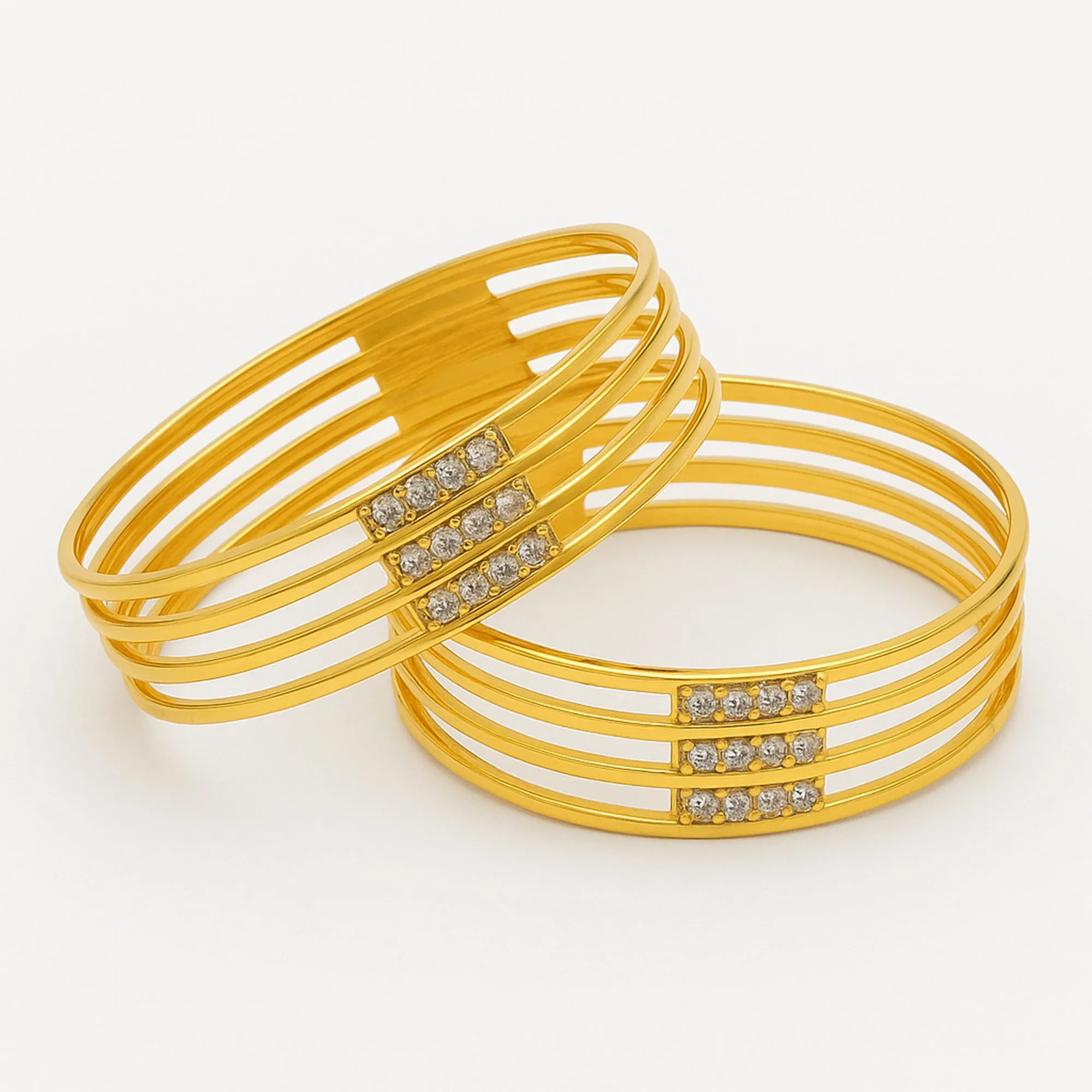 Estele Gold Plated Multi-Line CZ Bangles for Women ?C Size 2.6 ?C Lightweight, Modern Design for Festive, Ethnic & Everyday Wear ?C OSBR-VK11433-26 BANGLE