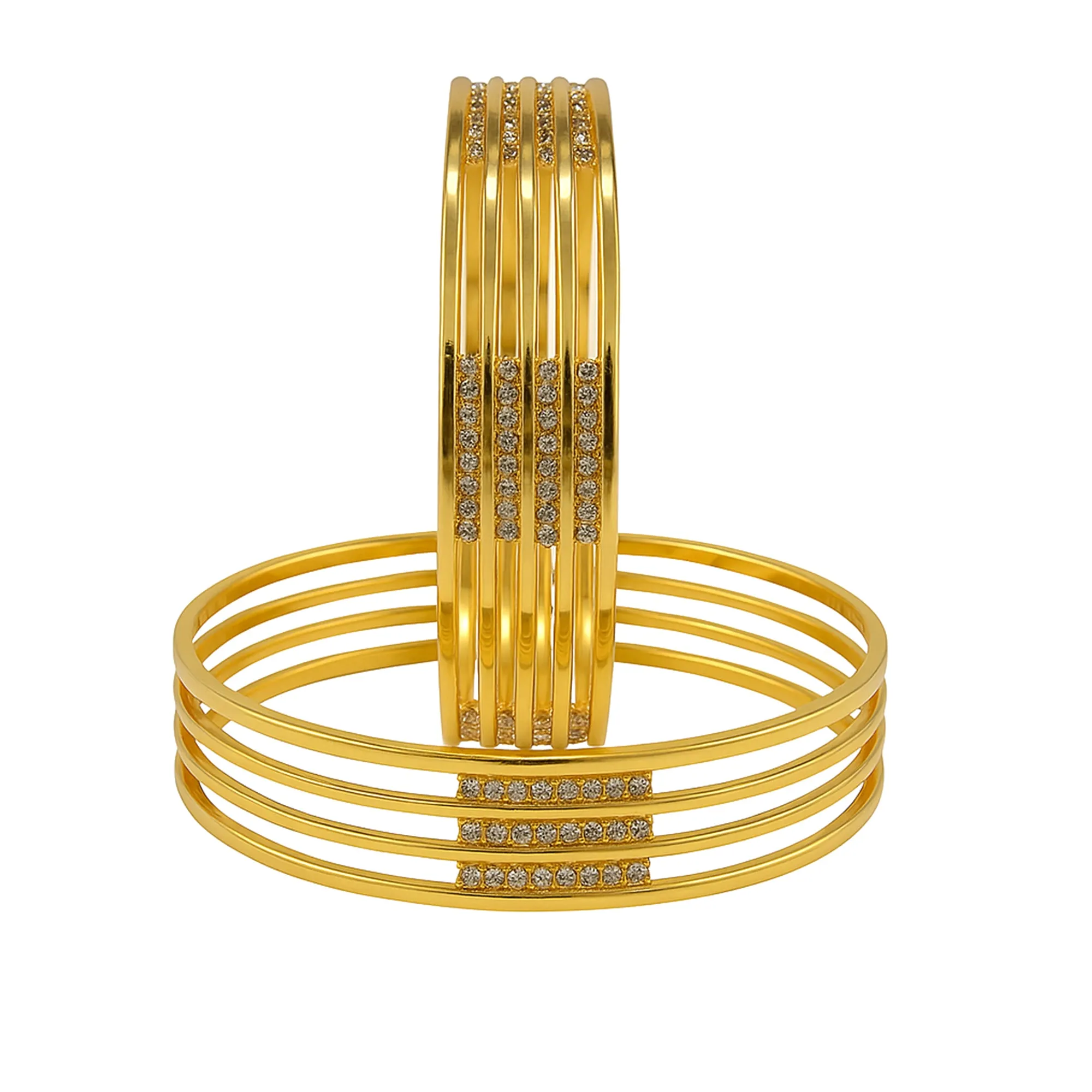 Estele Gold Plated Multi-Line CZ Bangles for Women ?C Size 2.6 ?C Lightweight, Modern Design for Festive, Ethnic & Everyday Wear ?C OSBR-VK11433-26 BANGLE