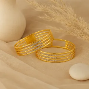 Estele Gold Plated Multi-Line CZ Bangles for Women ?C Size 2.6 ?C Lightweight, Modern Design for Festive, Ethnic & Everyday Wear ?C OSBR-VK11433-26 BANGLE