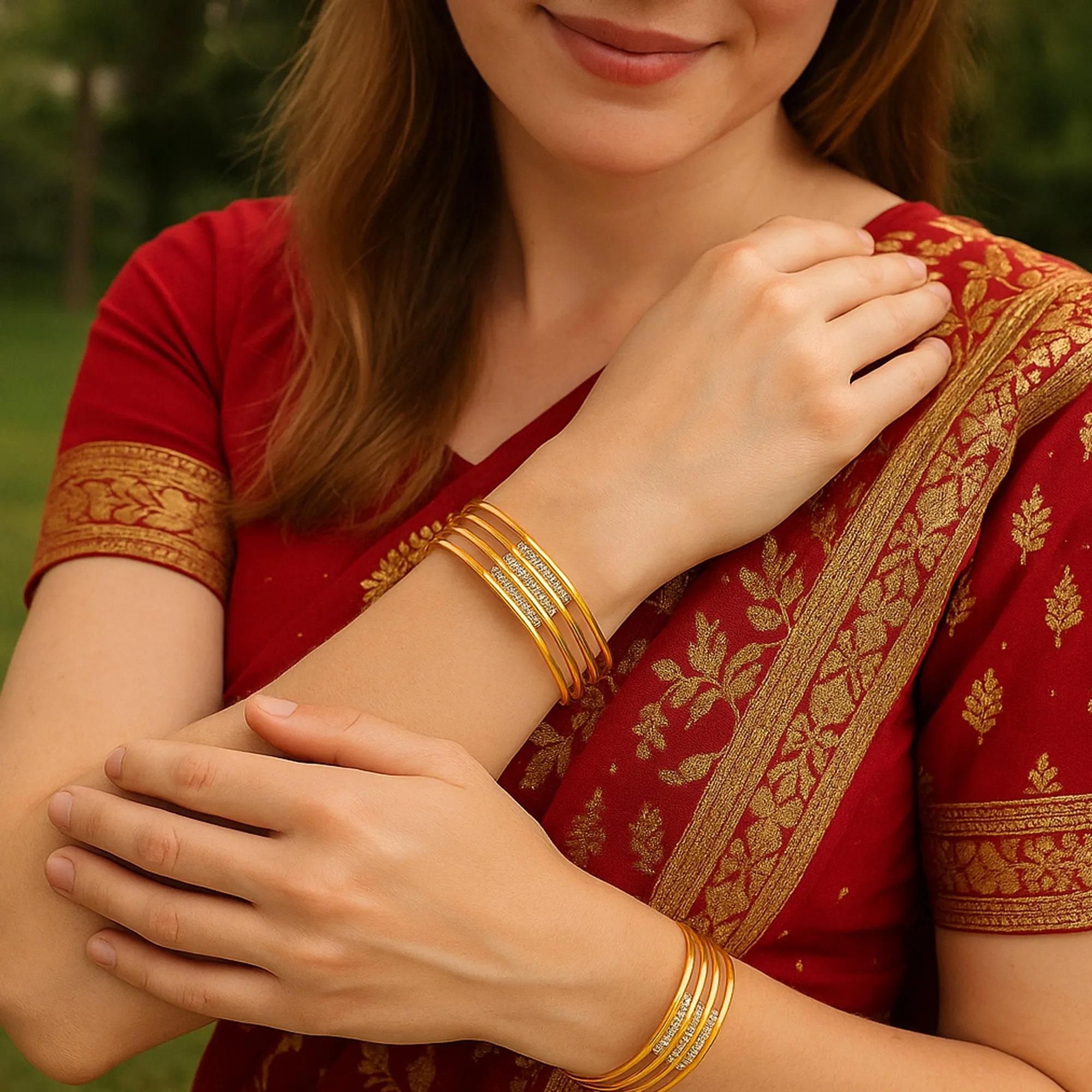 Estele Gold Plated Multi-Line CZ Bangles for Women ?C Size 2.6 ?C Lightweight, Modern Design for Festive, Ethnic & Everyday Wear ?C OSBR-VK11433-26 BANGLE