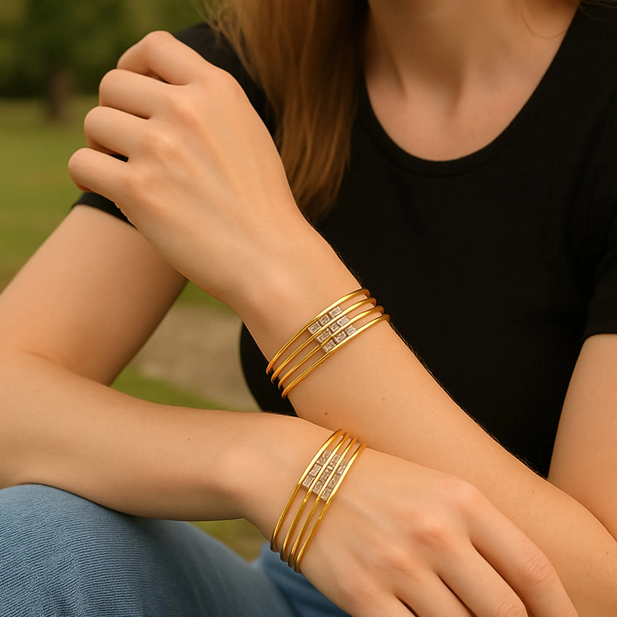 Estele Gold Plated Multi-Line CZ Bangles for Women ?C Size 2.6 ?C Lightweight, Modern Design for Festive, Ethnic & Everyday Wear ?C OSBR-VK11433-26 BANGLE