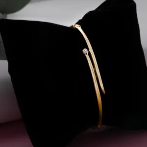 Estele Gold Plated Parallel Time Cuff Bracelet for Women