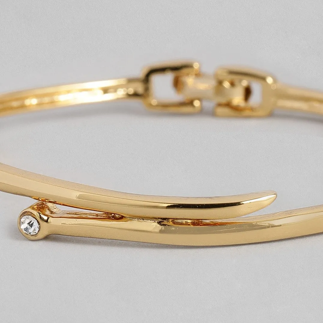 Estele Gold Plated Parallel Time Cuff Bracelet for Women