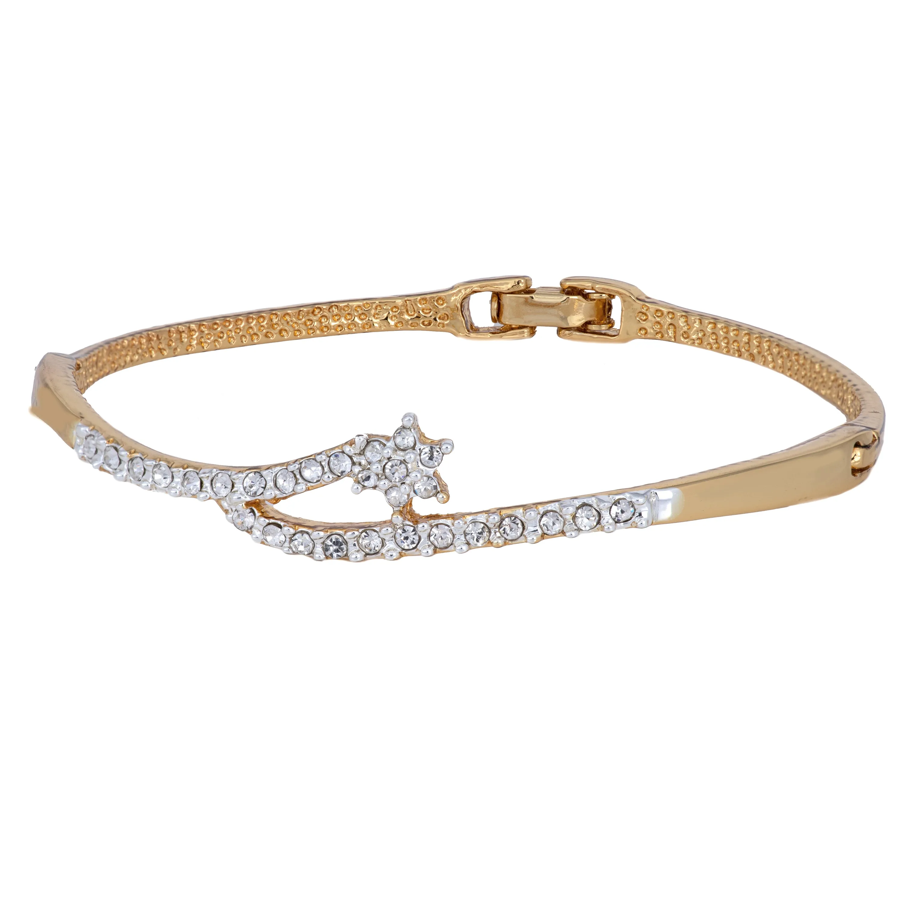 Estele Gold Plated Stone Flower Bouquet Cuff Bracelet for women