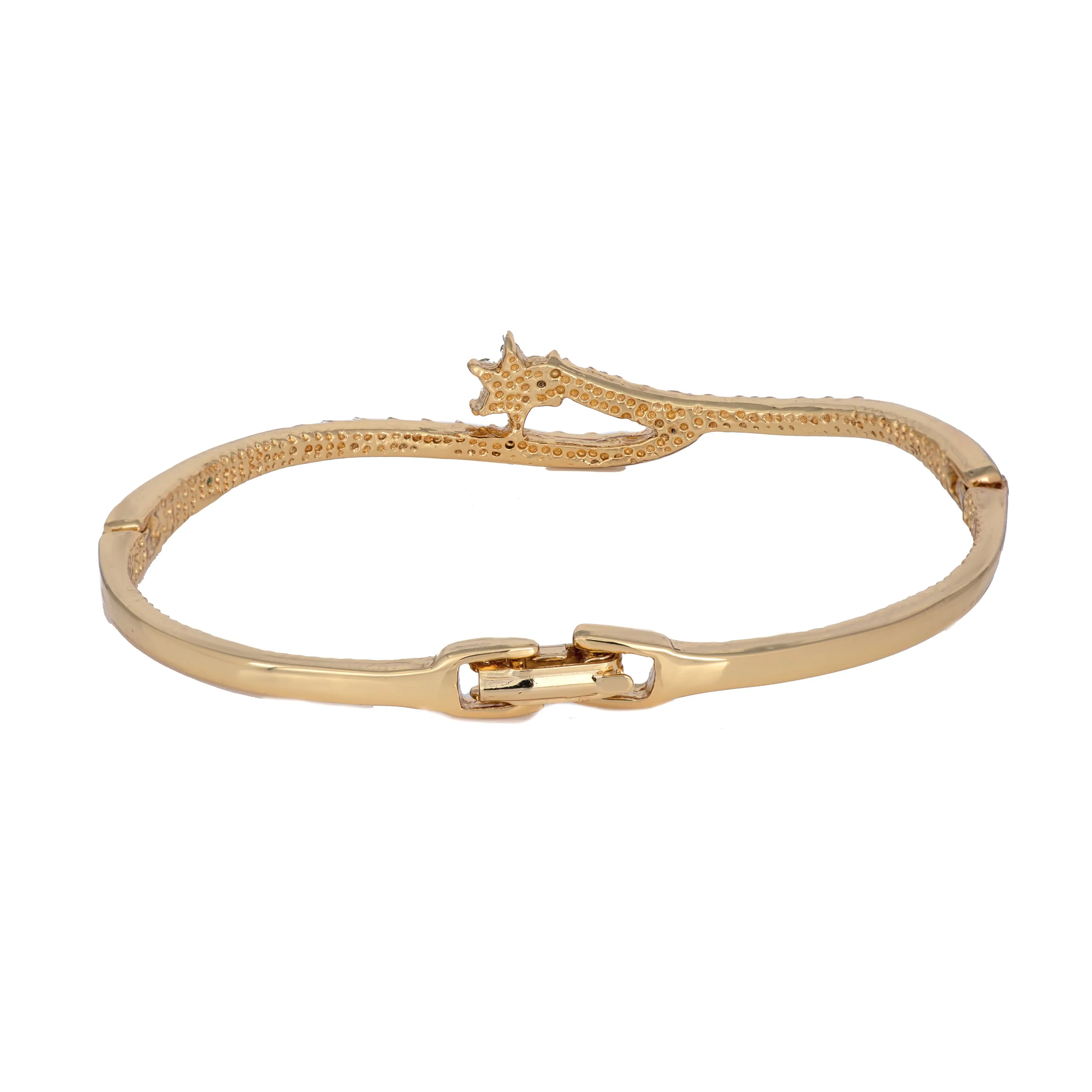 Estele Gold Plated Stone Flower Bouquet Cuff Bracelet for women