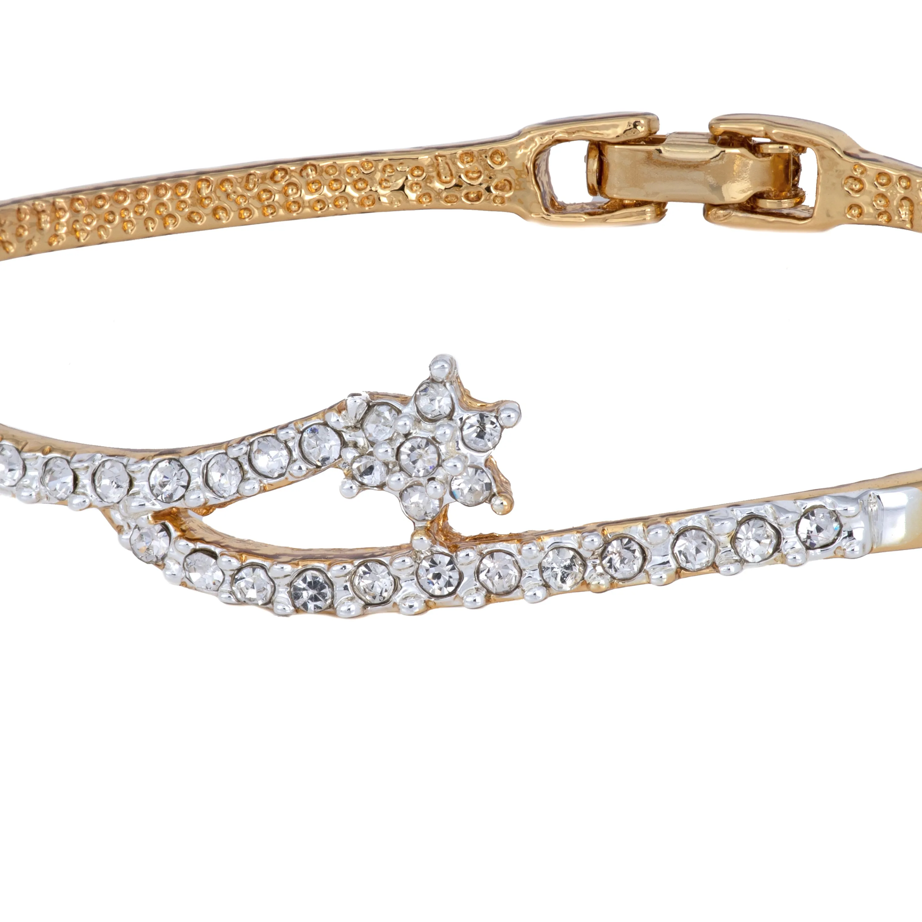 Estele Gold Plated Stone Flower Bouquet Cuff Bracelet for women