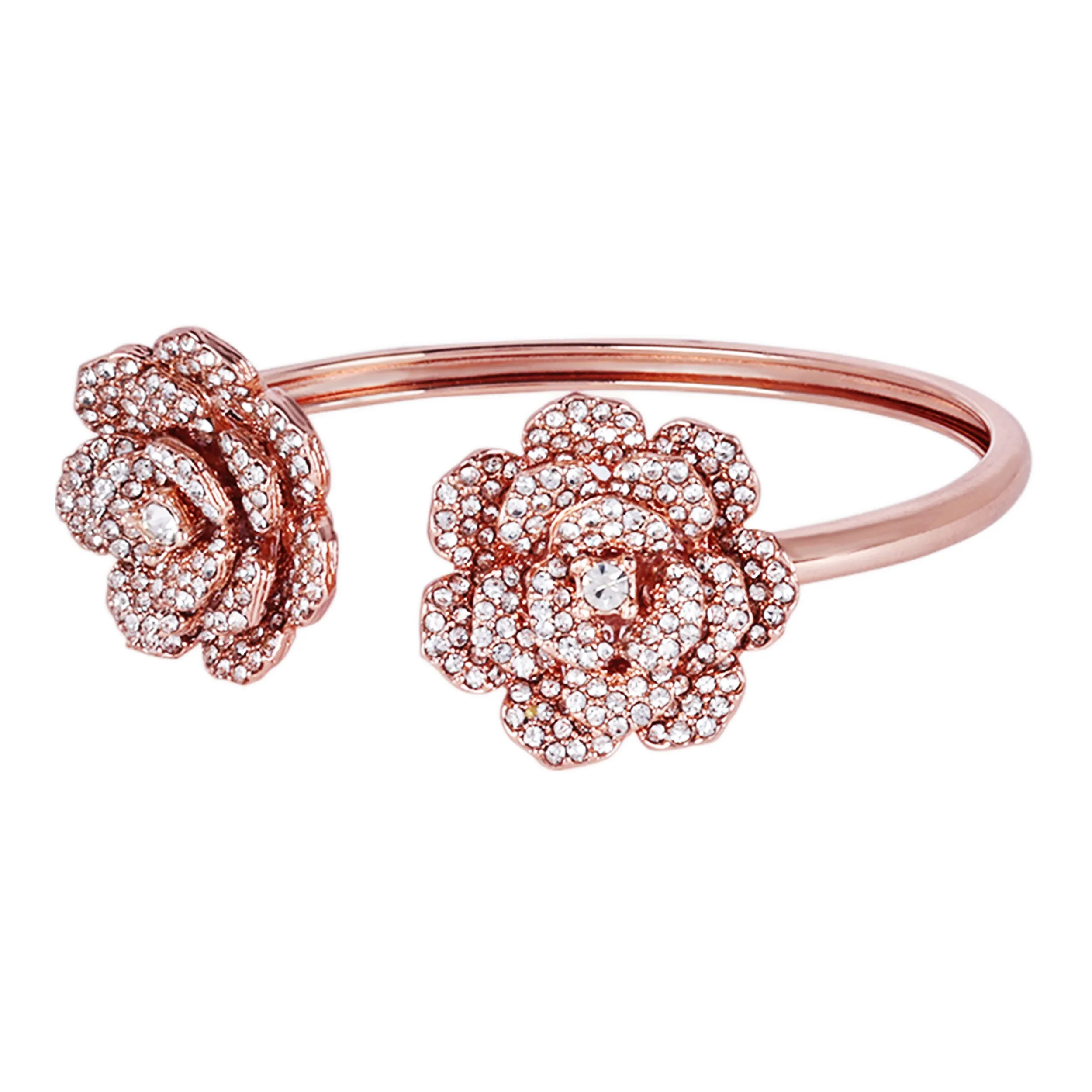 Estele Rose Collectiona??? Elegant Rose Motif Cuff Bracelet: Exclusive Rosegold Plated Floral Design for Womena??? Perfect for Stylish Daywear & Evening Glam