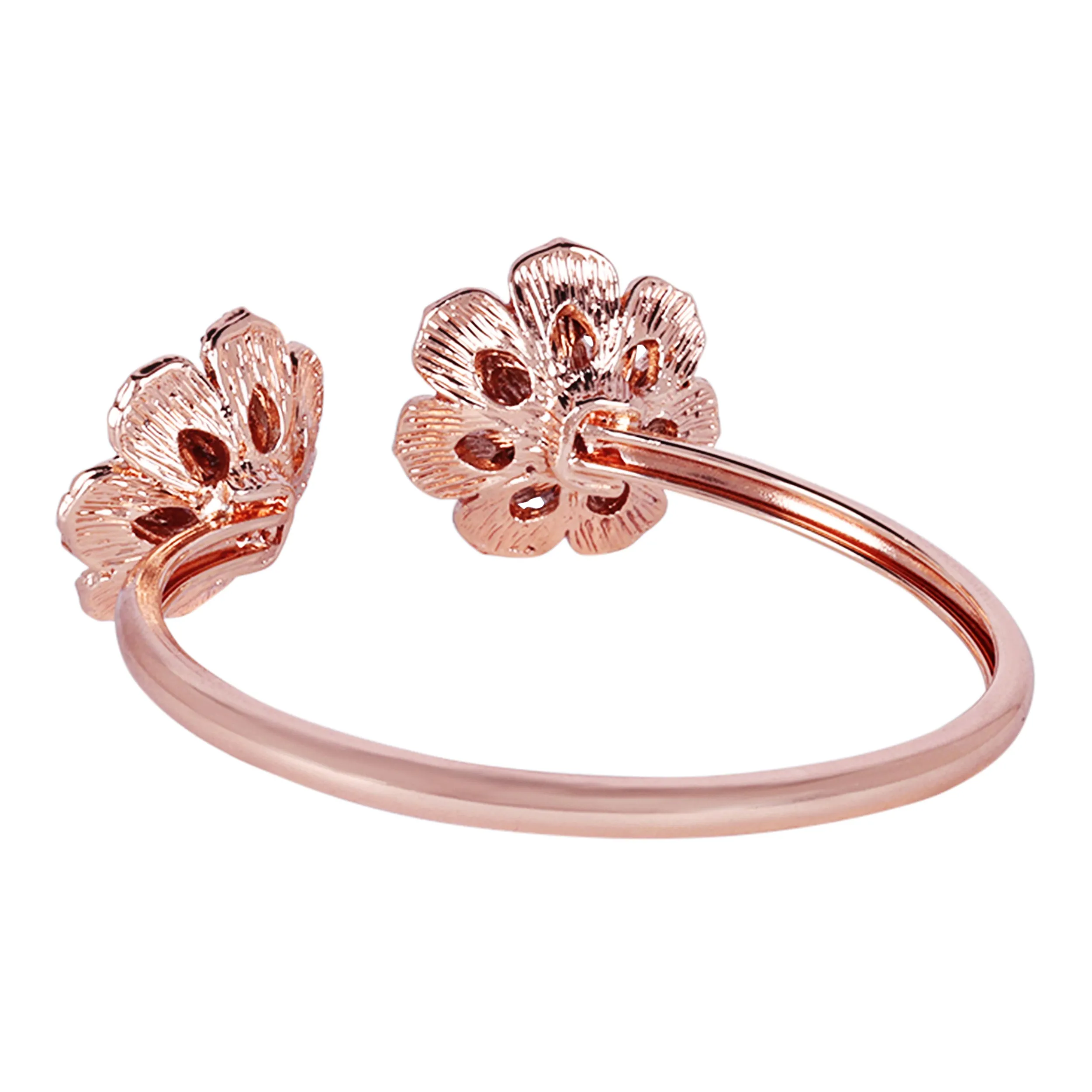 Estele Rose Collectiona??? Elegant Rose Motif Cuff Bracelet: Exclusive Rosegold Plated Floral Design for Womena??? Perfect for Stylish Daywear & Evening Glam