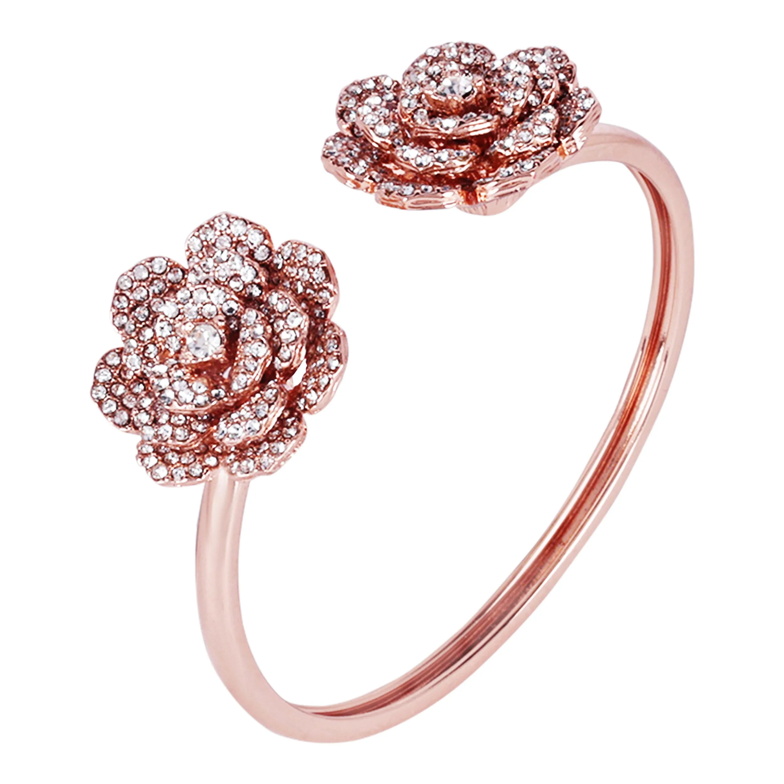 Estele Rose Collectiona??? Elegant Rose Motif Cuff Bracelet: Exclusive Rosegold Plated Floral Design for Womena??? Perfect for Stylish Daywear & Evening Glam