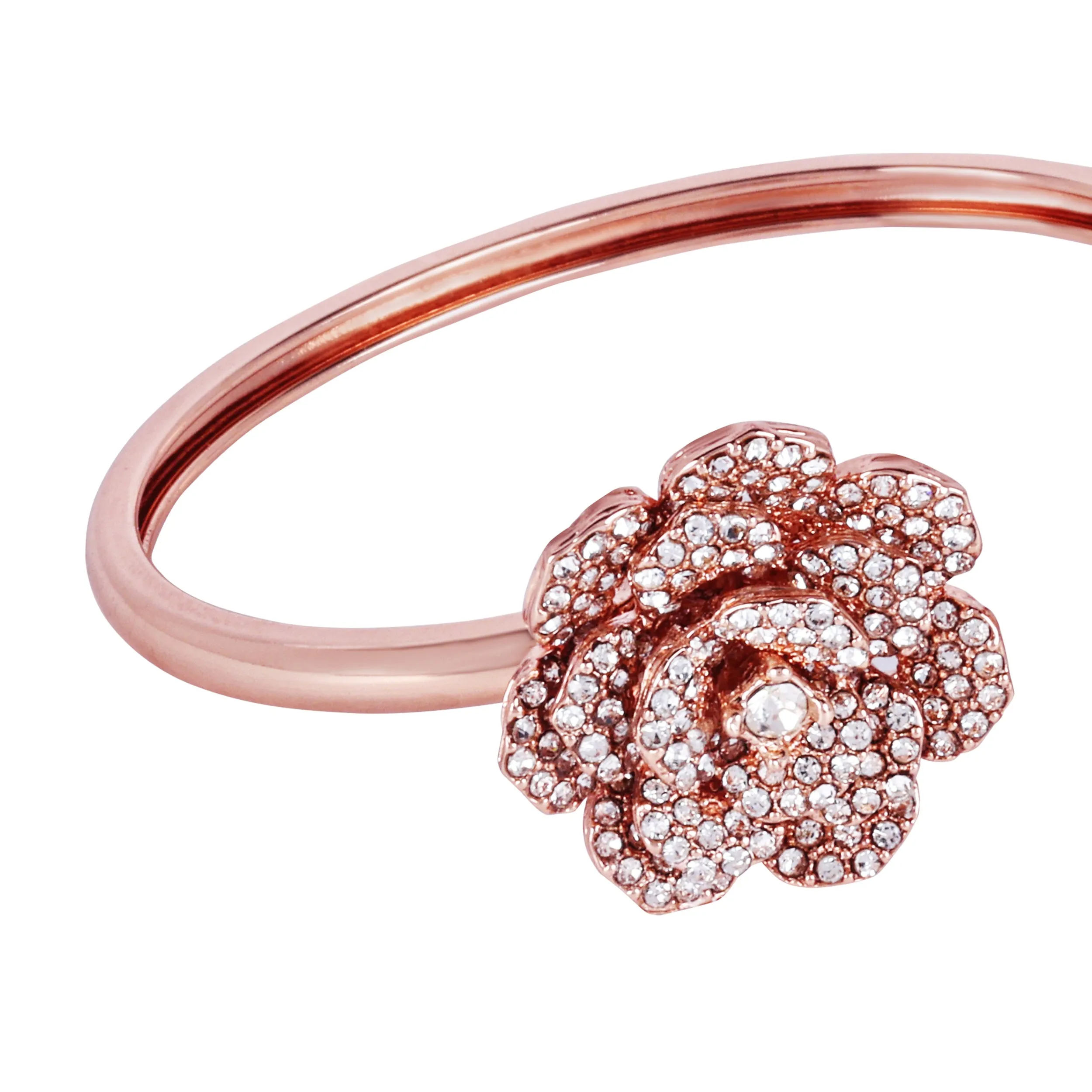 Estele Rose Collectiona??? Elegant Rose Motif Cuff Bracelet: Exclusive Rosegold Plated Floral Design for Womena??? Perfect for Stylish Daywear & Evening Glam