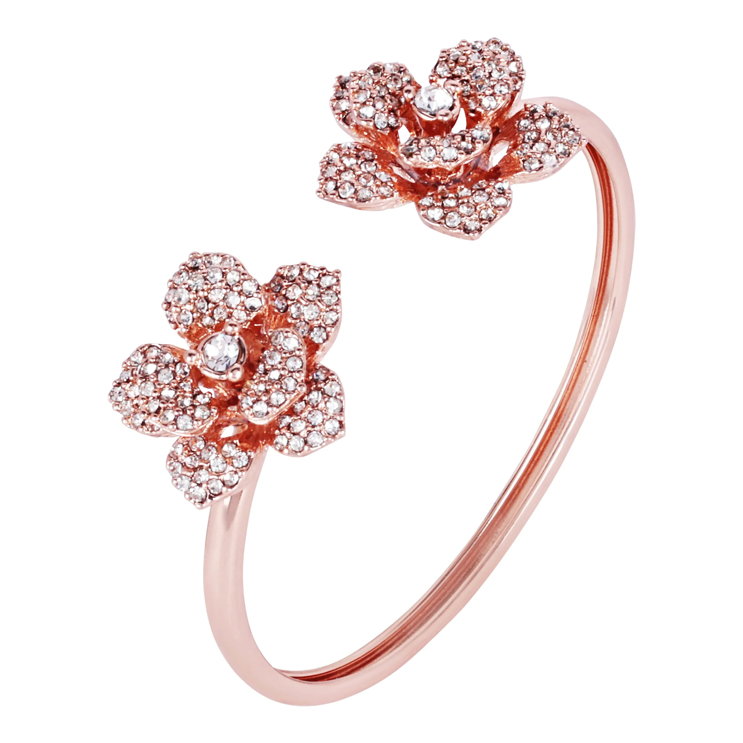 Estele Rose Collectiona??? Floral Rose Motif Cuff Bracelet: Exclusive Rosegold Plated Elegance for Womena??? Ideal for Special Events & Daily Glam
