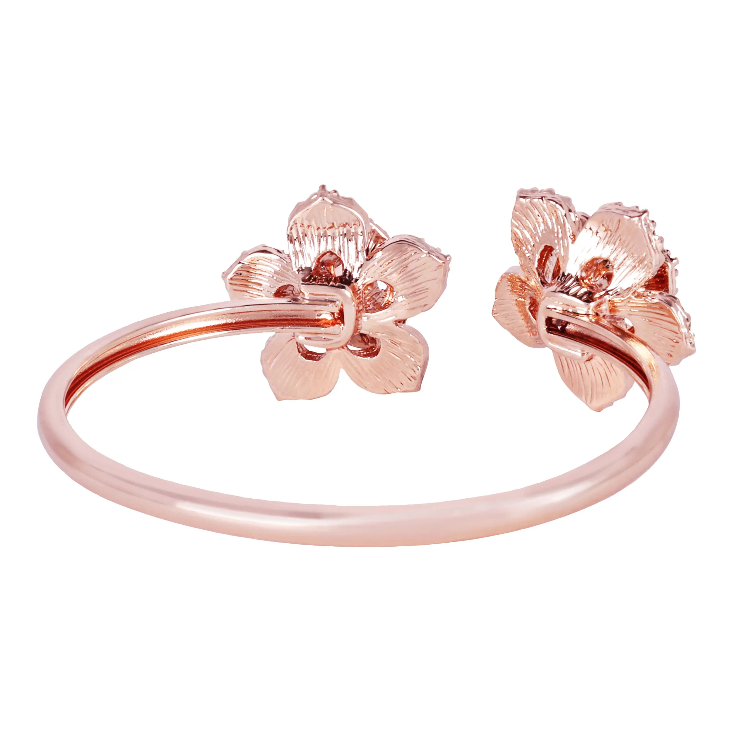 Estele Rose Collectiona??? Floral Rose Motif Cuff Bracelet: Exclusive Rosegold Plated Elegance for Womena??? Ideal for Special Events & Daily Glam