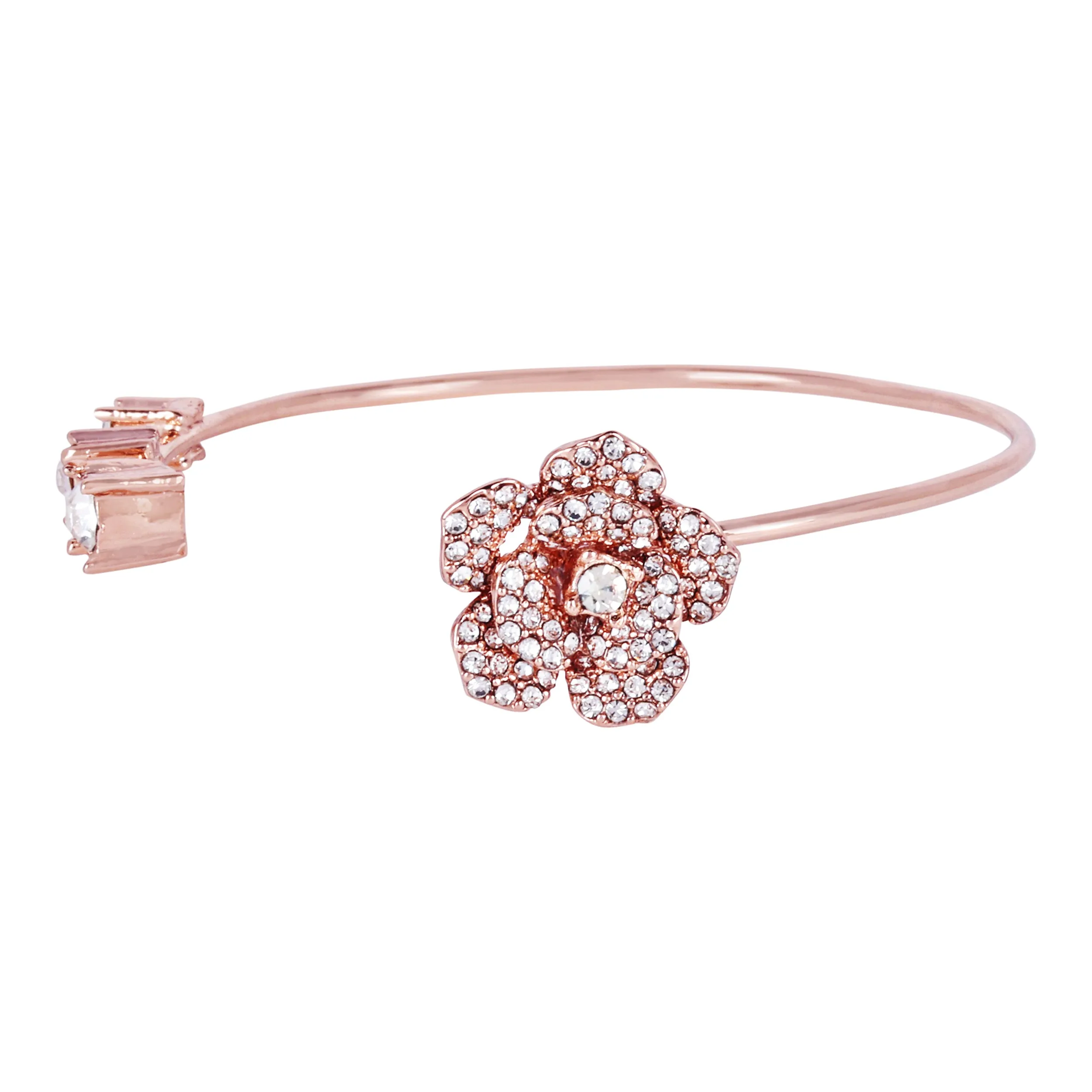 Estele Rose Collectiona??? Luxurious Rosegold Plated Classic Rose Motif Cuff Bracelet: Elegant Floral Design for Womena??? Timeless Jewelry for Special Occasions