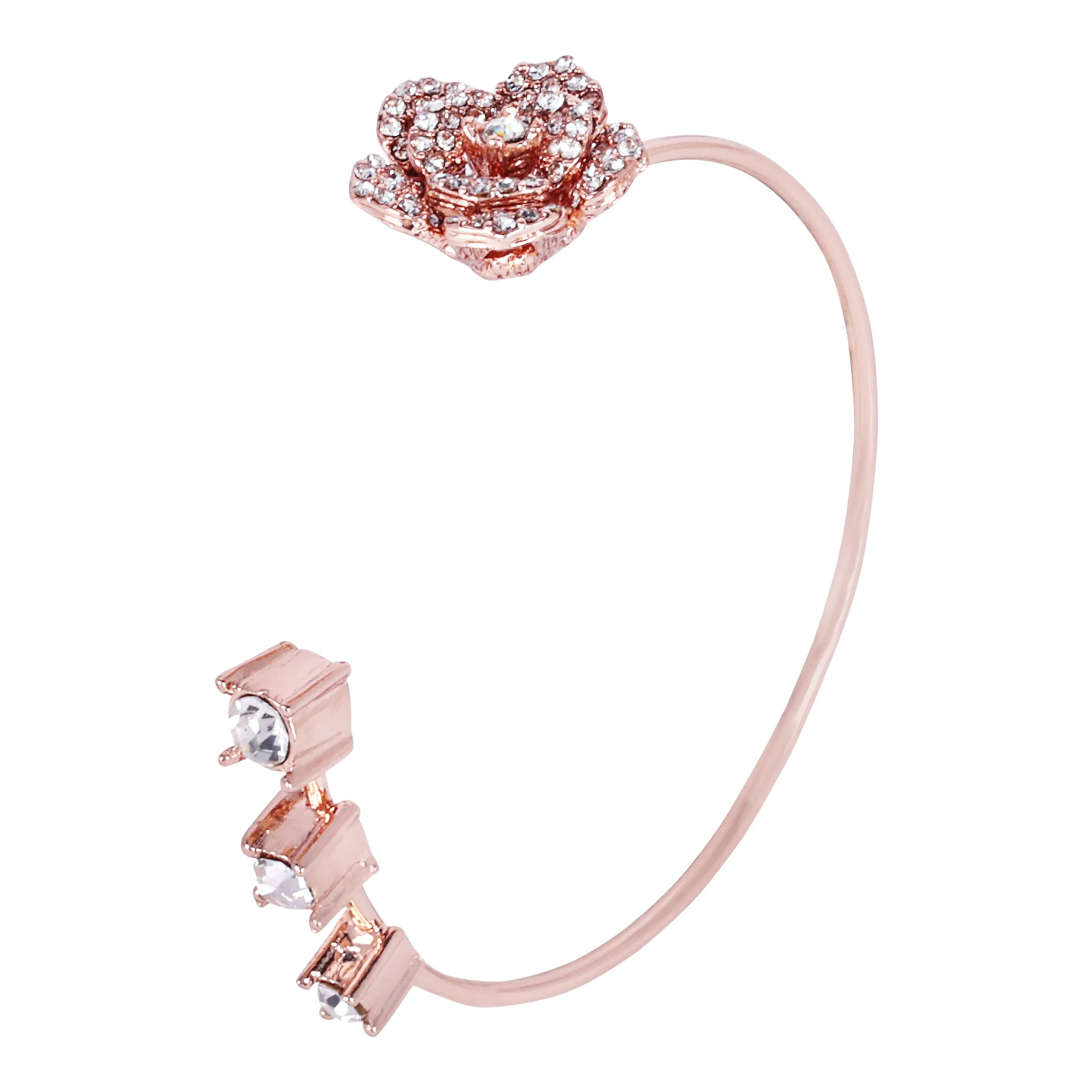 Estele Rose Collectiona??? Luxurious Rosegold Plated Classic Rose Motif Cuff Bracelet: Elegant Floral Design for Womena??? Timeless Jewelry for Special Occasions