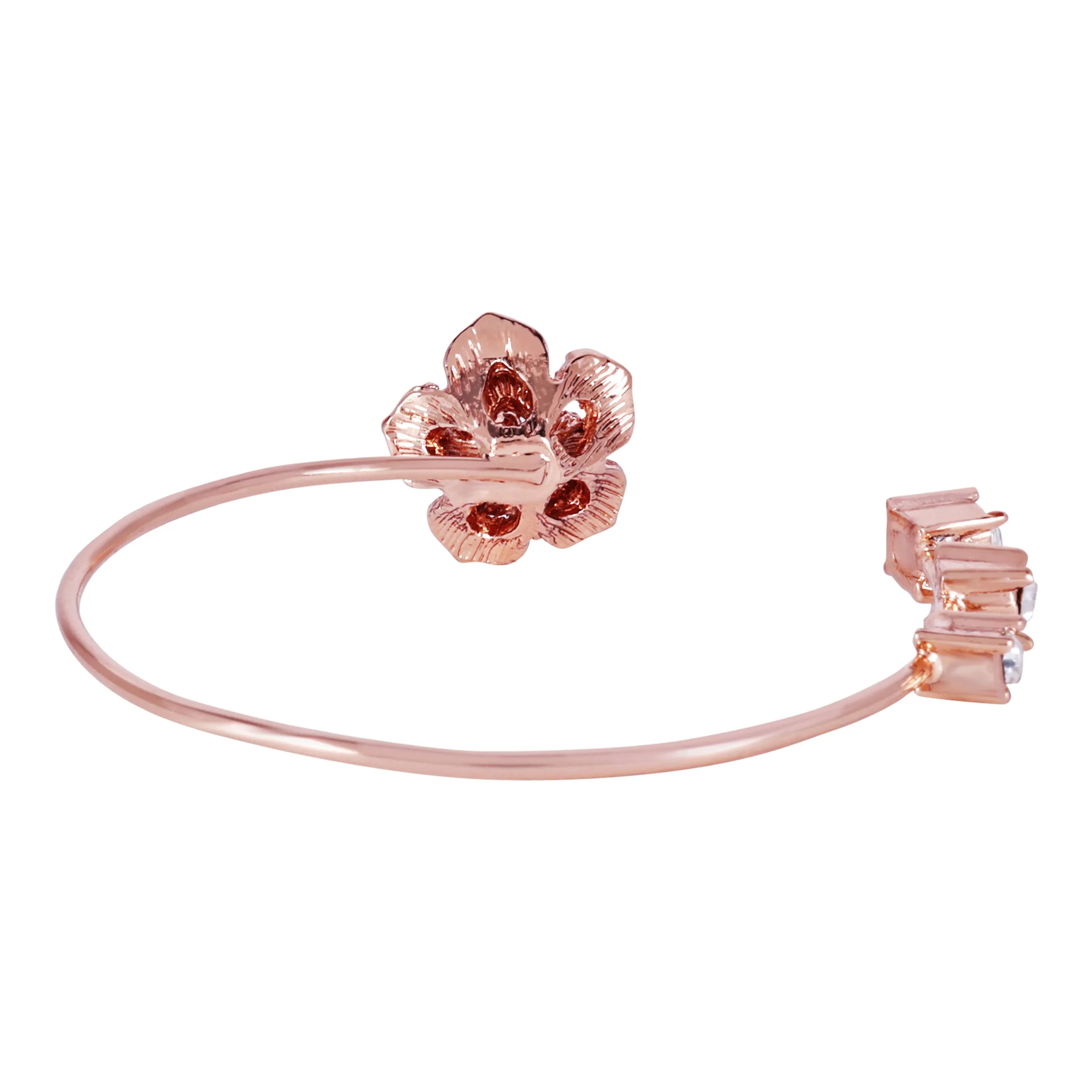 Estele Rose Collectiona??? Luxurious Rosegold Plated Classic Rose Motif Cuff Bracelet: Elegant Floral Design for Womena??? Timeless Jewelry for Special Occasions