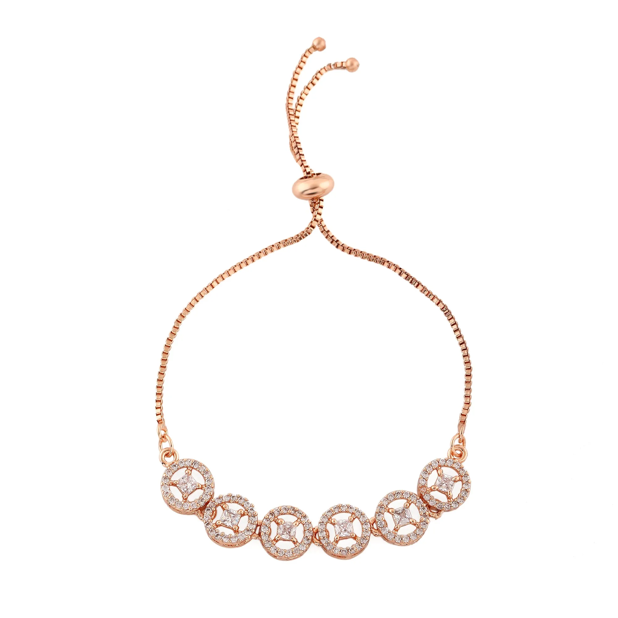 Estele Rose Gold Plated CZ Rotating Glitter Bracelet for Women